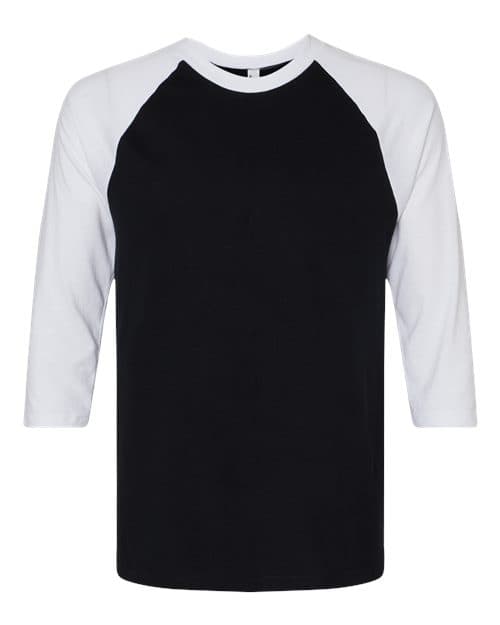 American Apparel Unisex CVC Raglan Tee in Black/ White