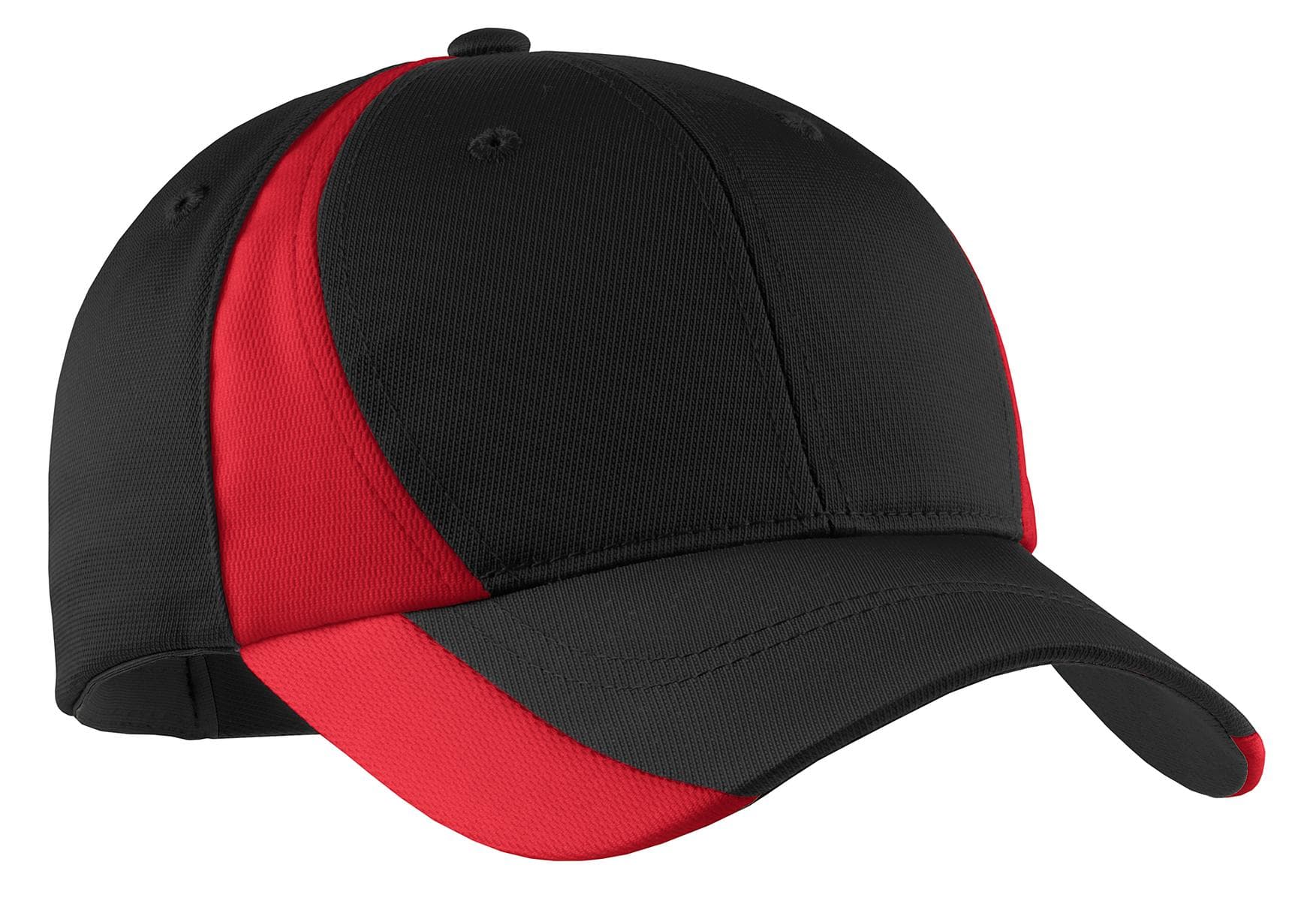 Sport-Tek Sport-Tek Dry Zone Nylon Colorblock Cap. STC11 in Black/ True Red