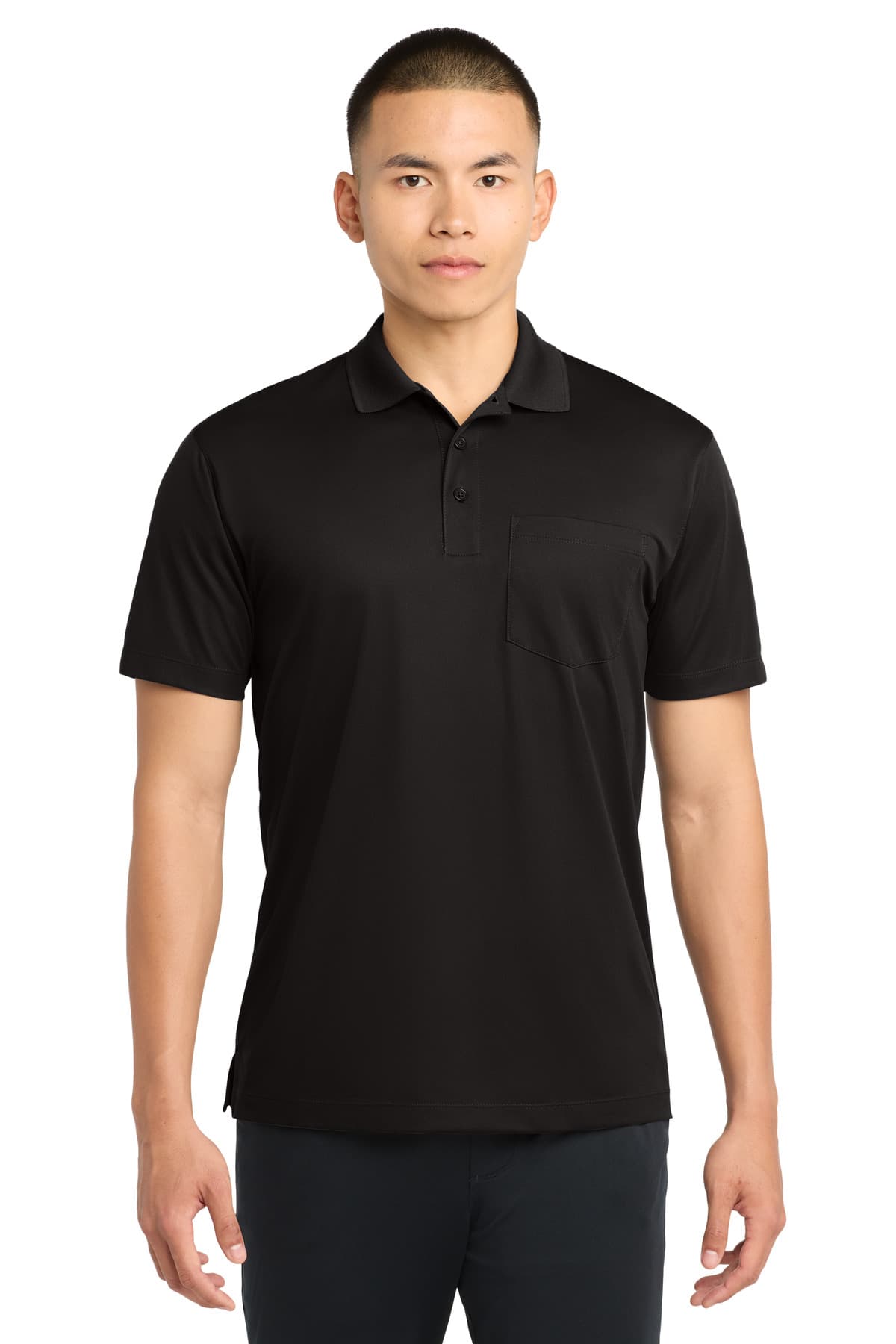 Sport-Tek Sport-Tek Micropique Sport-Wick Pocket Polo. ST651 in Black