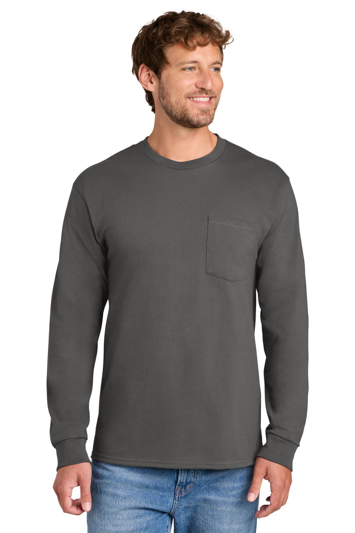 Port & Company Port & Co Long Sleeve Essential Pocket Tee.  PC61LSP
