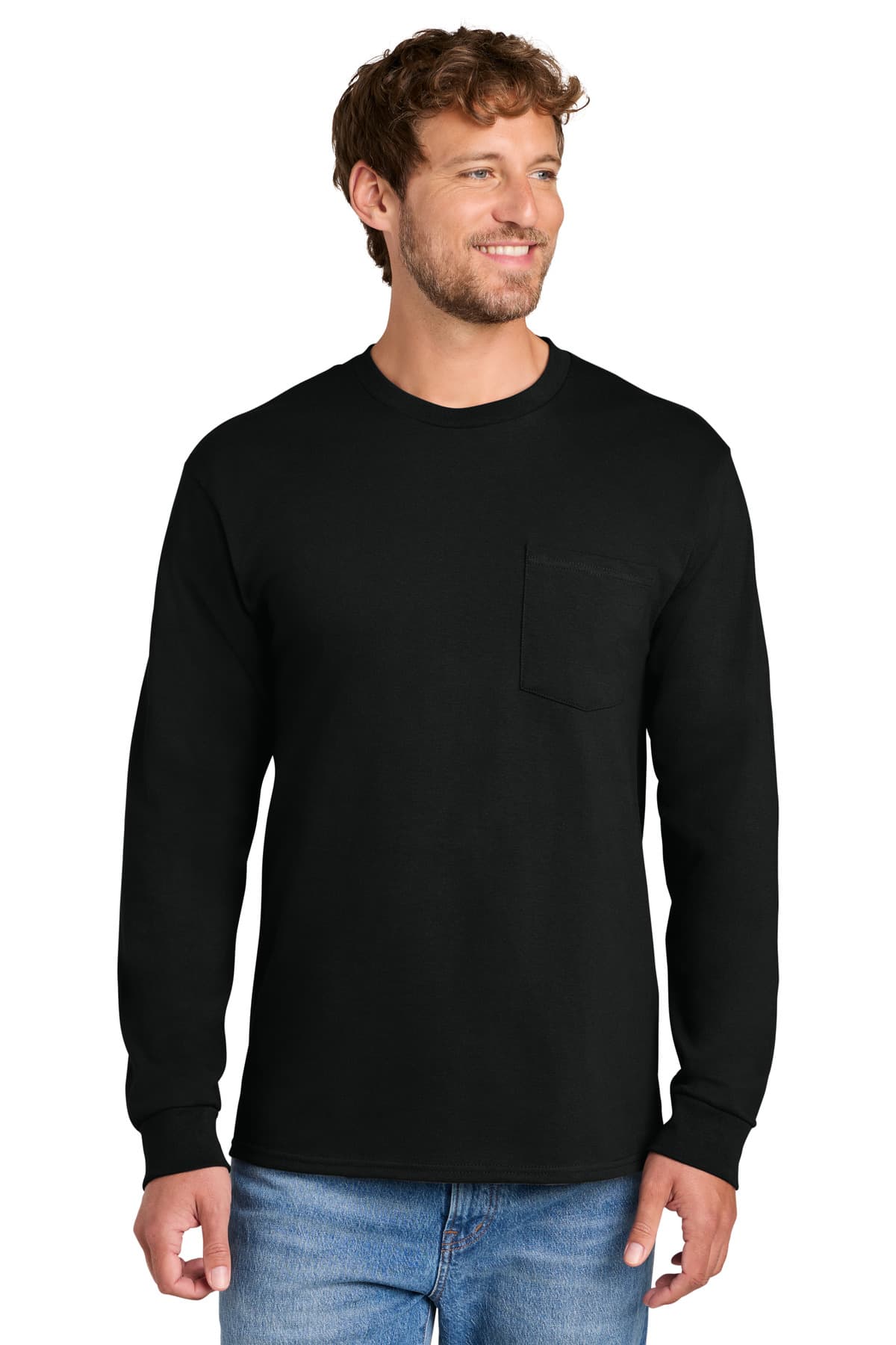 Port & Company Port & Co Long Sleeve Essential Pocket Tee.  PC61LSP
