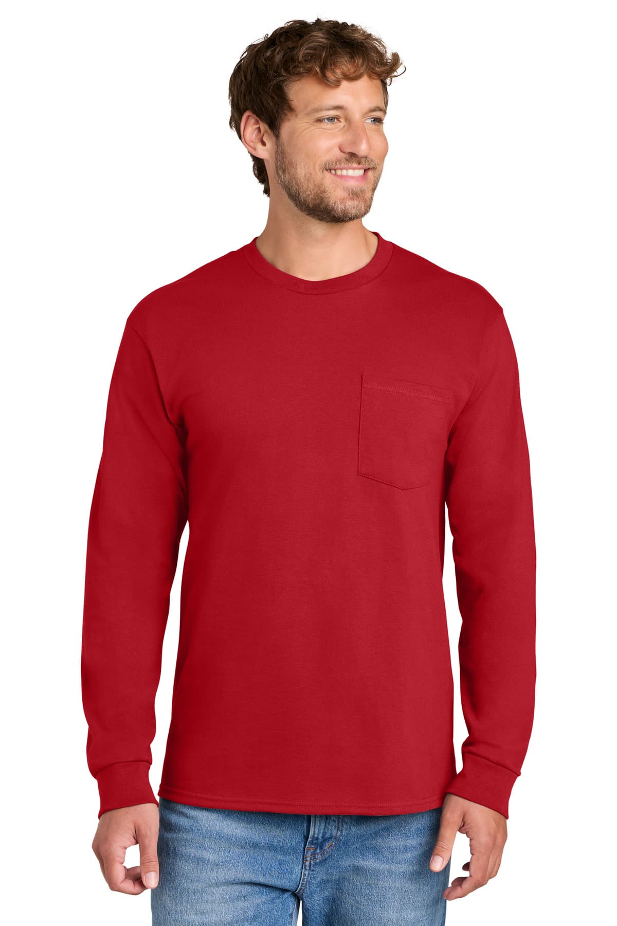 Port & Company Port & Co Long Sleeve Essential Pocket Tee.  PC61LSP