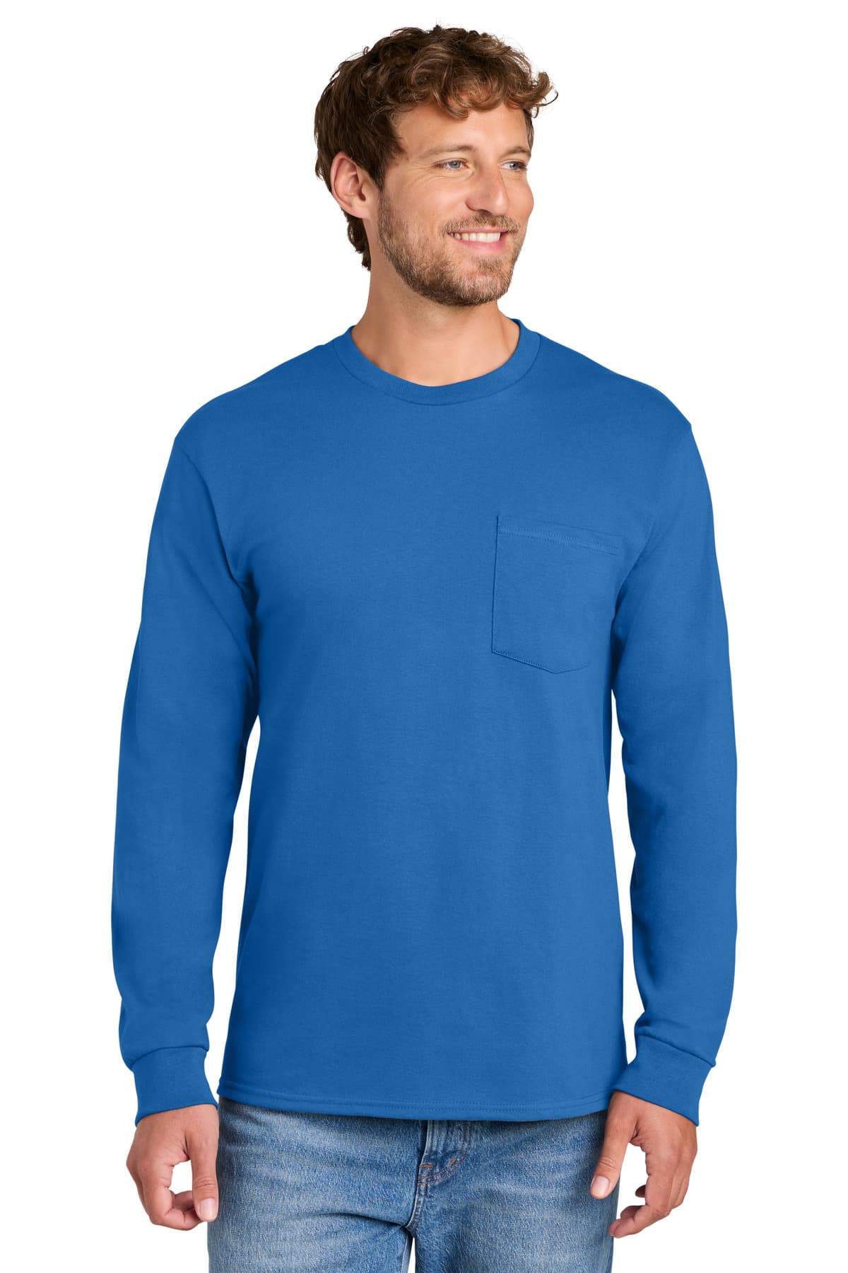 Port & Company Port & Co Long Sleeve Essential Pocket Tee.  PC61LSP