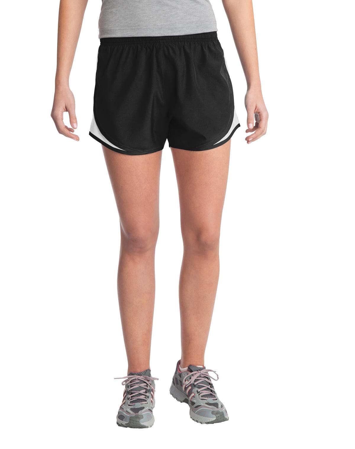 Sport-Tek Sport-Tek Women's Cadence Short. LST304 in Black/ White/ Black