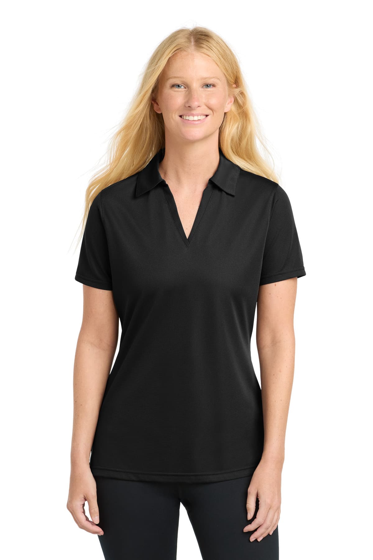 Sport-Tek Sport-Tek Women's PosiCharge Active Textured Polo. LST690 in Black