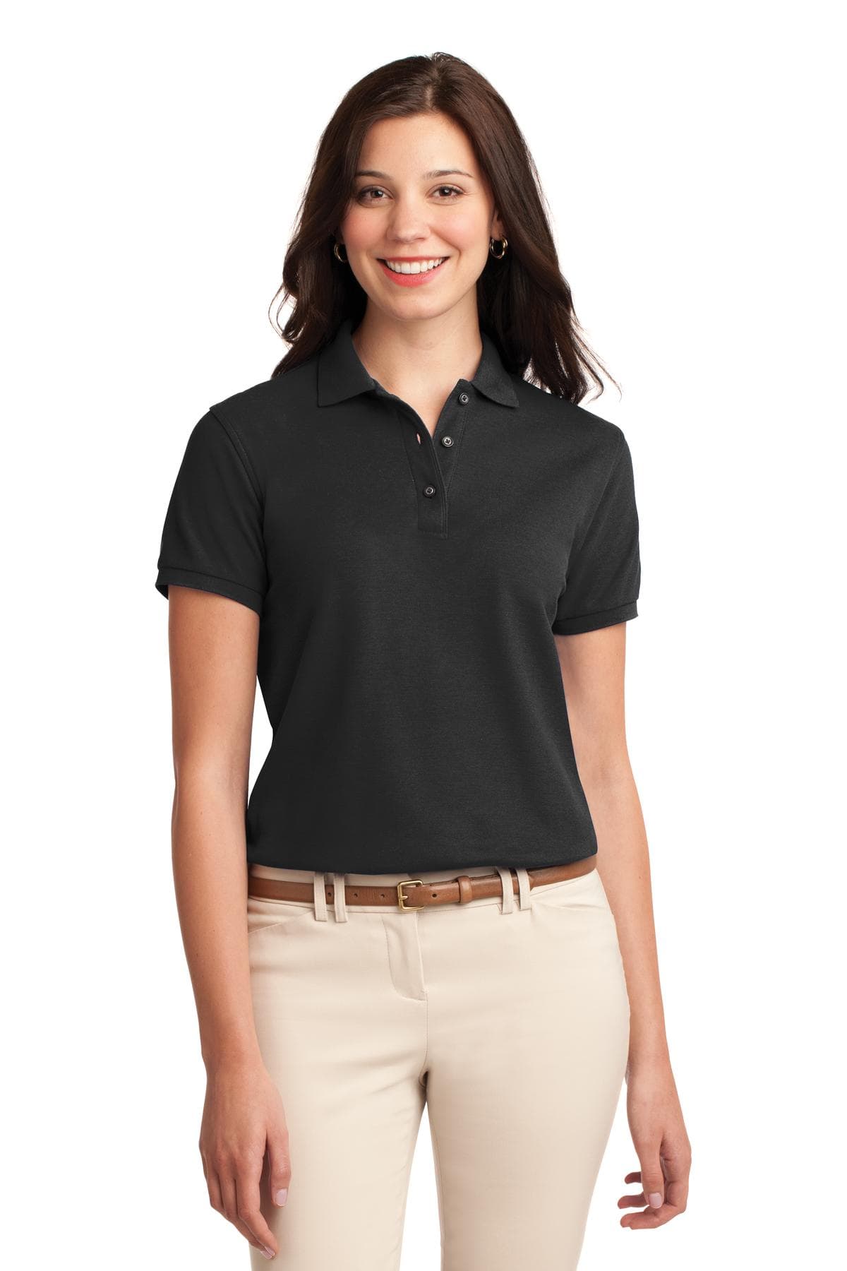 Port Authority Port Authority Women's Silk Touch Polo.  L500 in Black