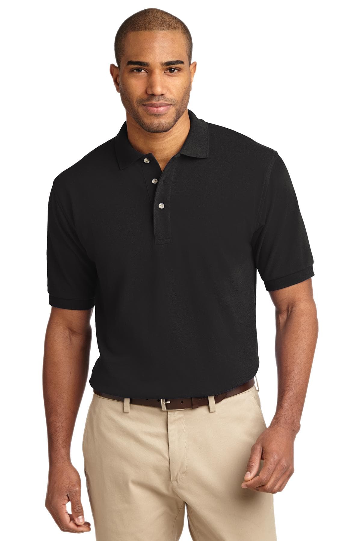 Port Authority Port Authority Tall Heavyweight Cotton Pique Polo.  TLK420 in Black