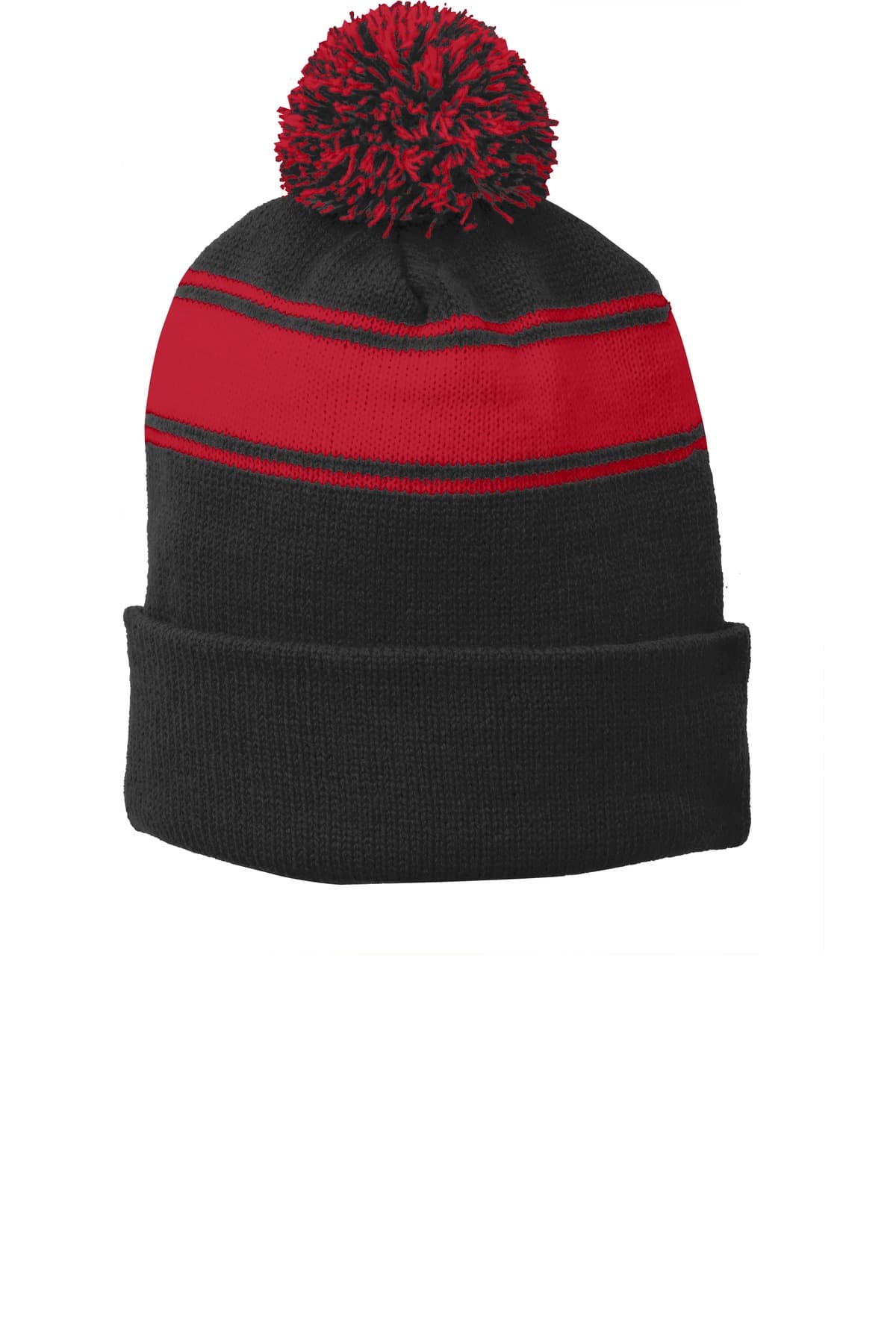 Sport-Tek Sport-Tek Stripe Pom Pom Beanie.  STC28