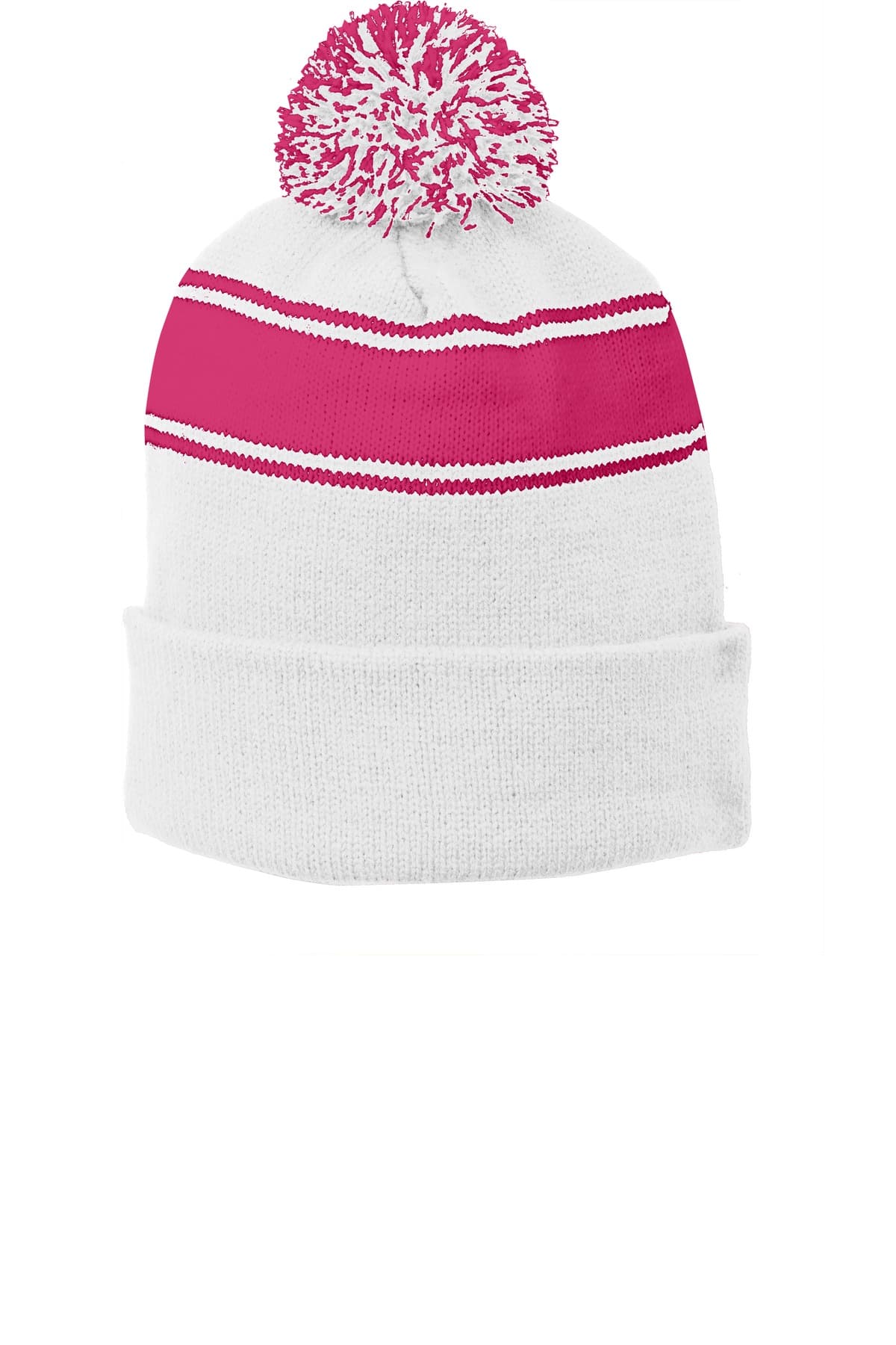Sport-Tek Sport-Tek Stripe Pom Pom Beanie.  STC28