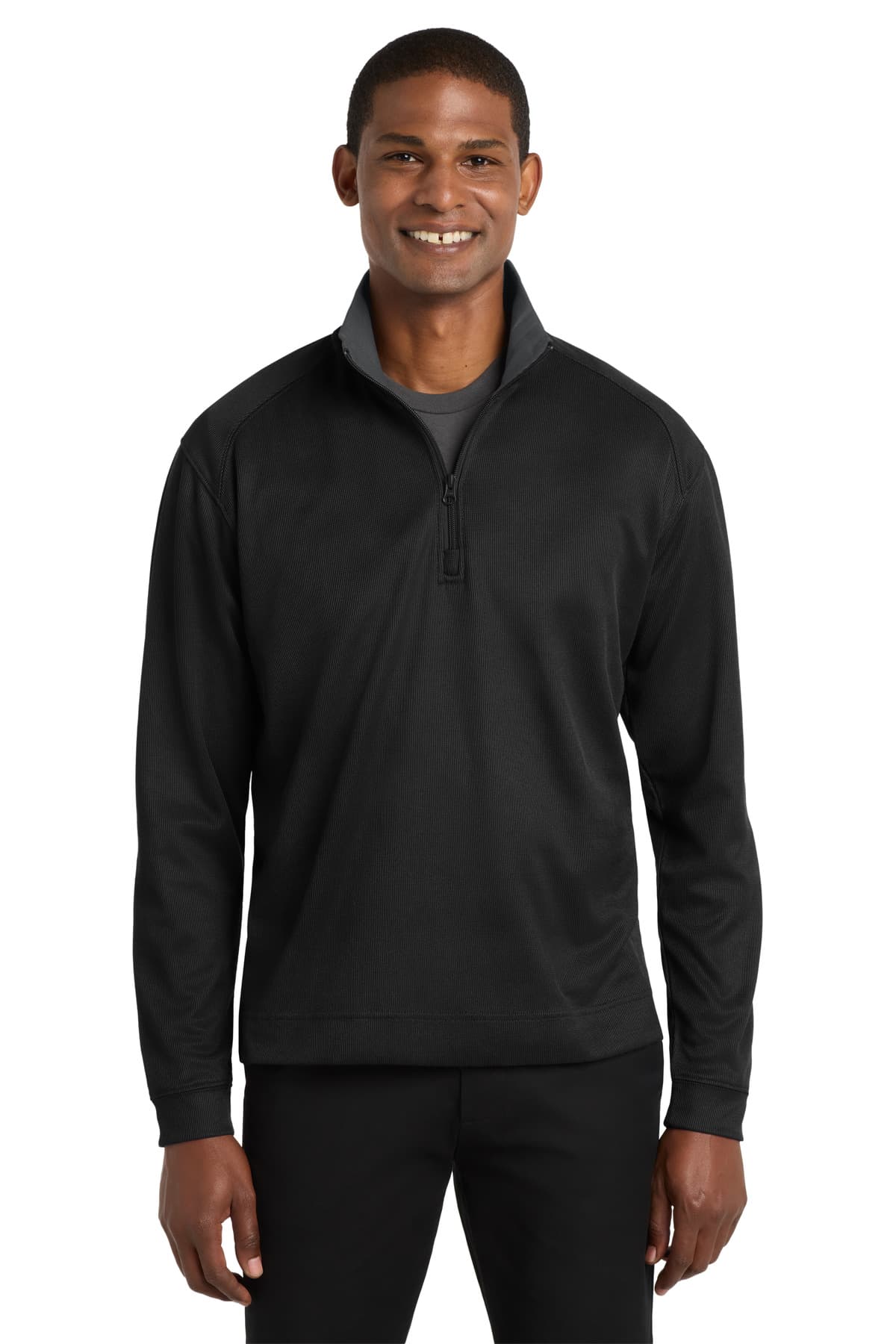 Port Authority Port Authority Vertical Texture 1/4-Zip Pullover. K805 in Black/ Iron Grey