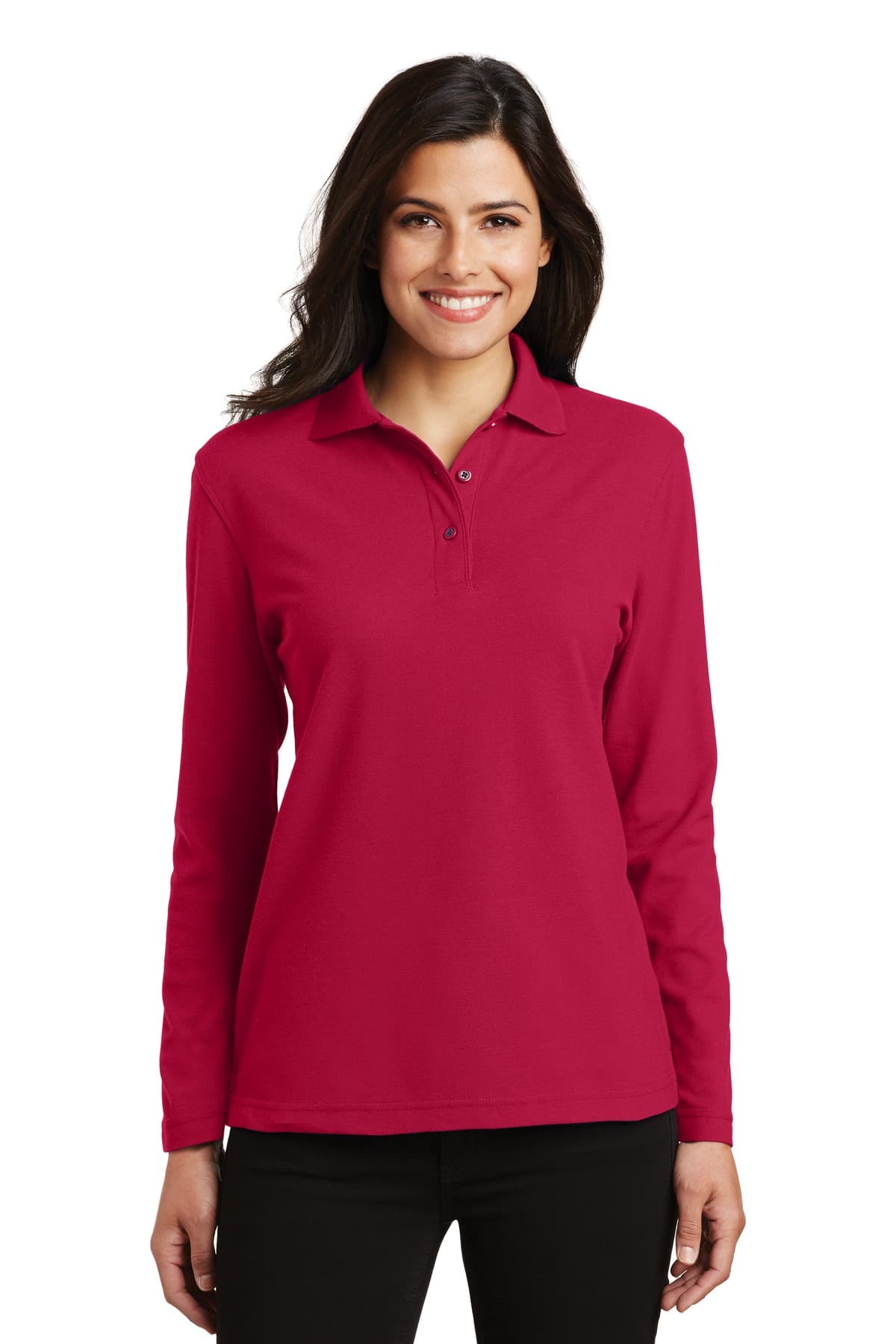 Port Authority Port Authority Women's Silk Touch Long Sleeve Polo.  L500LS