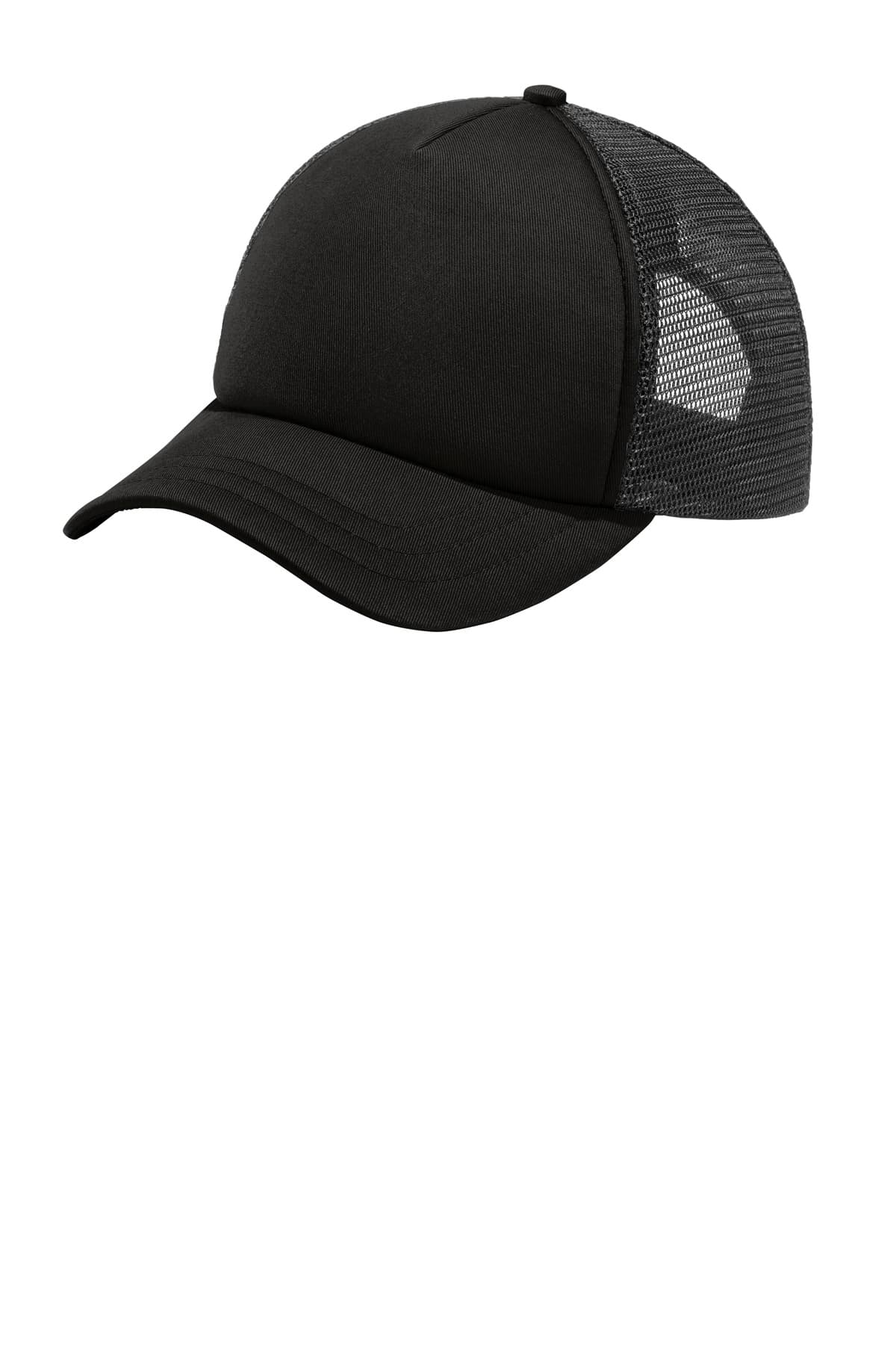 Port Authority Port Authority  5-Panel Twill Foam Trucker Cap. C936 in Black/ Black