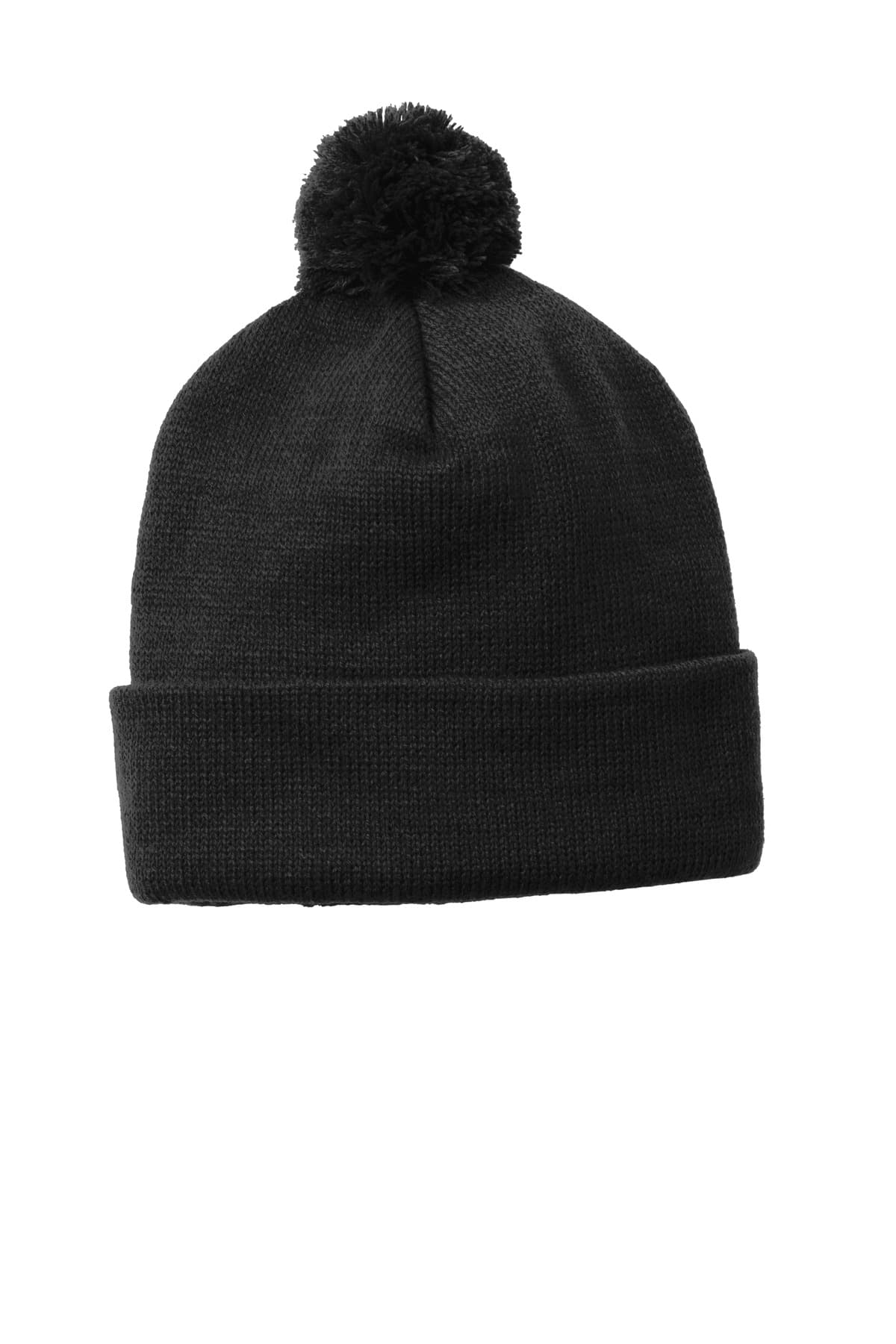 Sport-Tek Sport-Tek  Solid Pom Pom Beanie. STC37 in Black