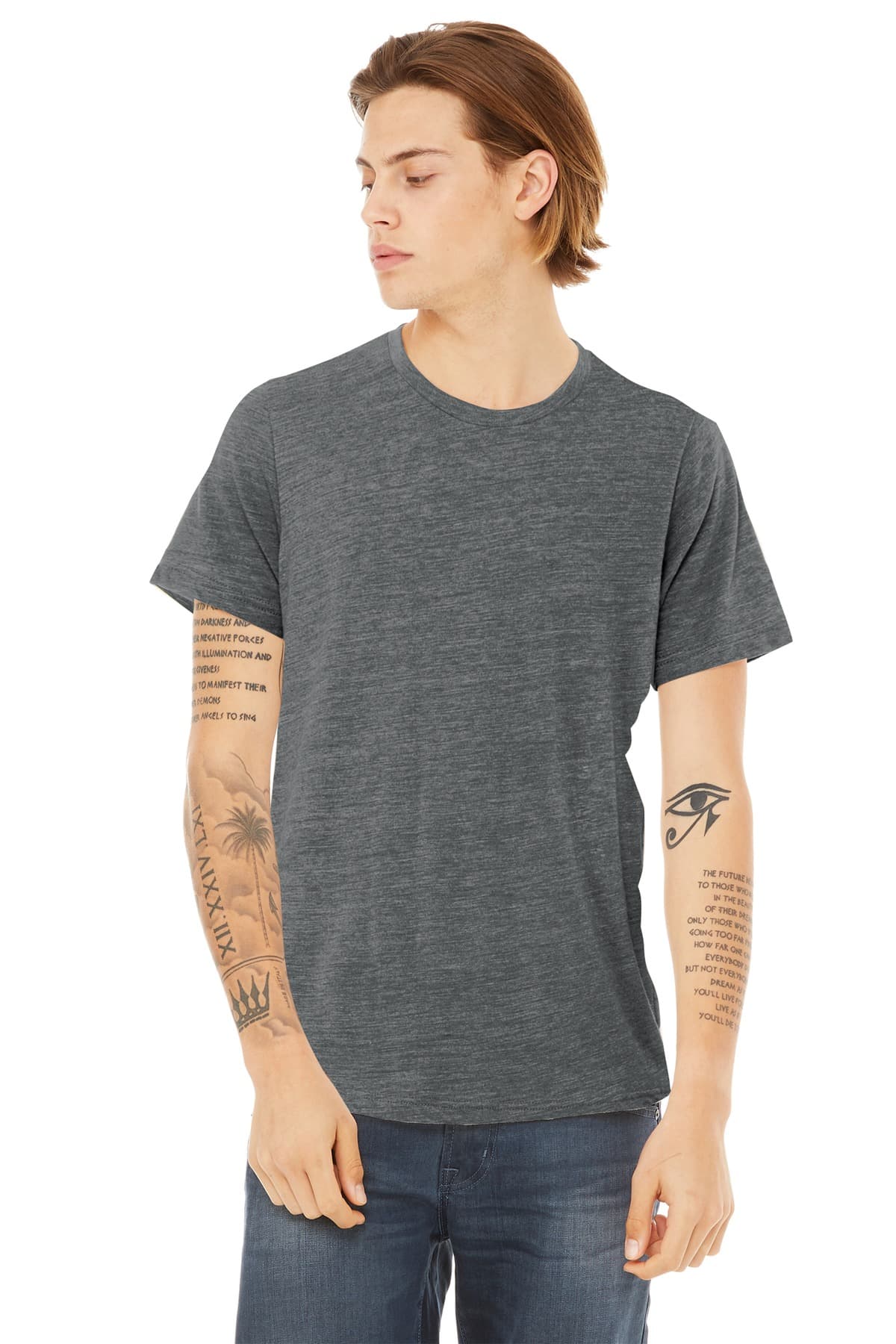 Bella + Canvas BELLA+CANVAS  Unisex Poly-Cotton Short Sleeve Tee. BC3650 in Asphalt Slub