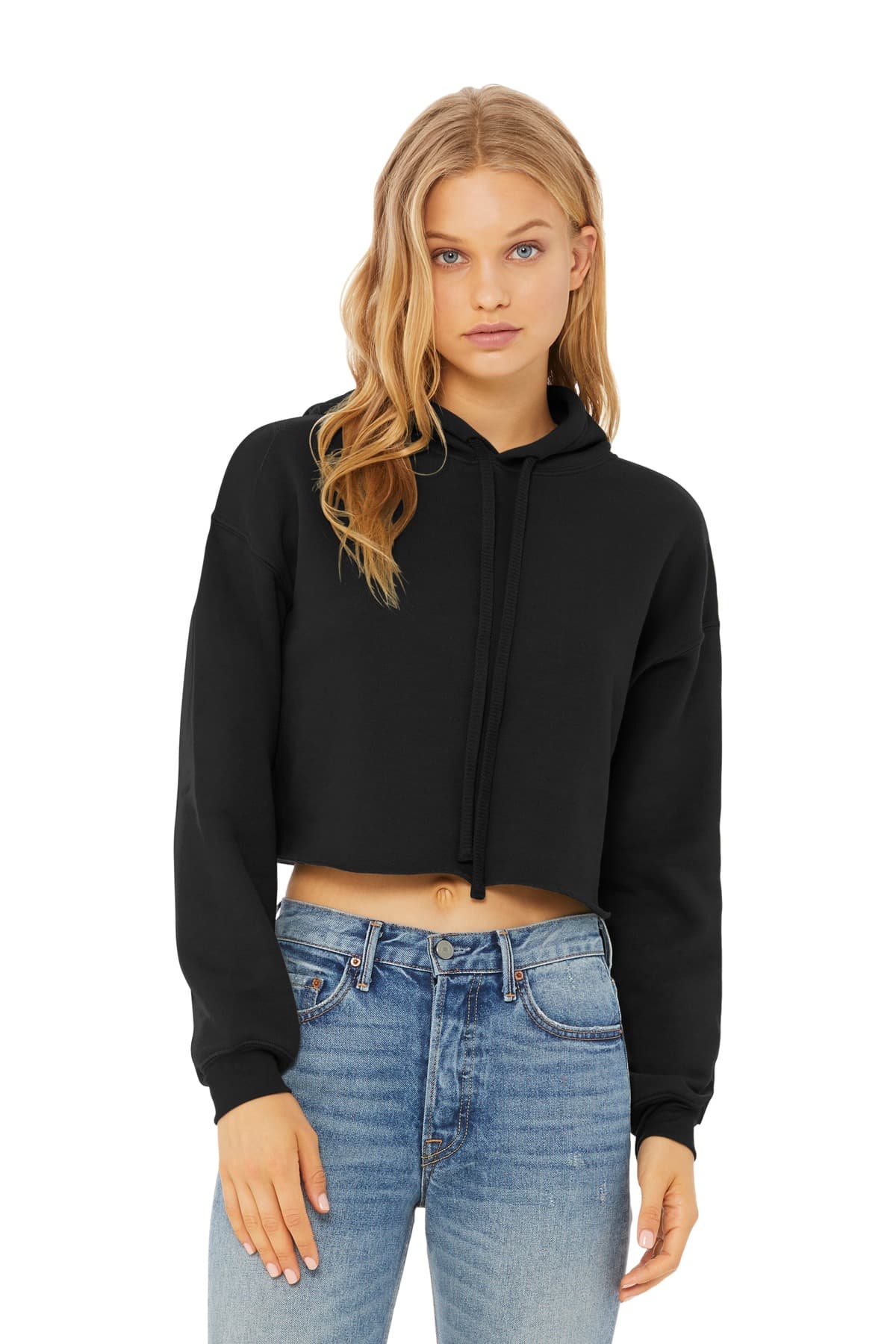 Bella + Canvas BELLA+CANVAS  Women's Sponge Fleece Cropped Fleece Hoodie. BC7502 in Black