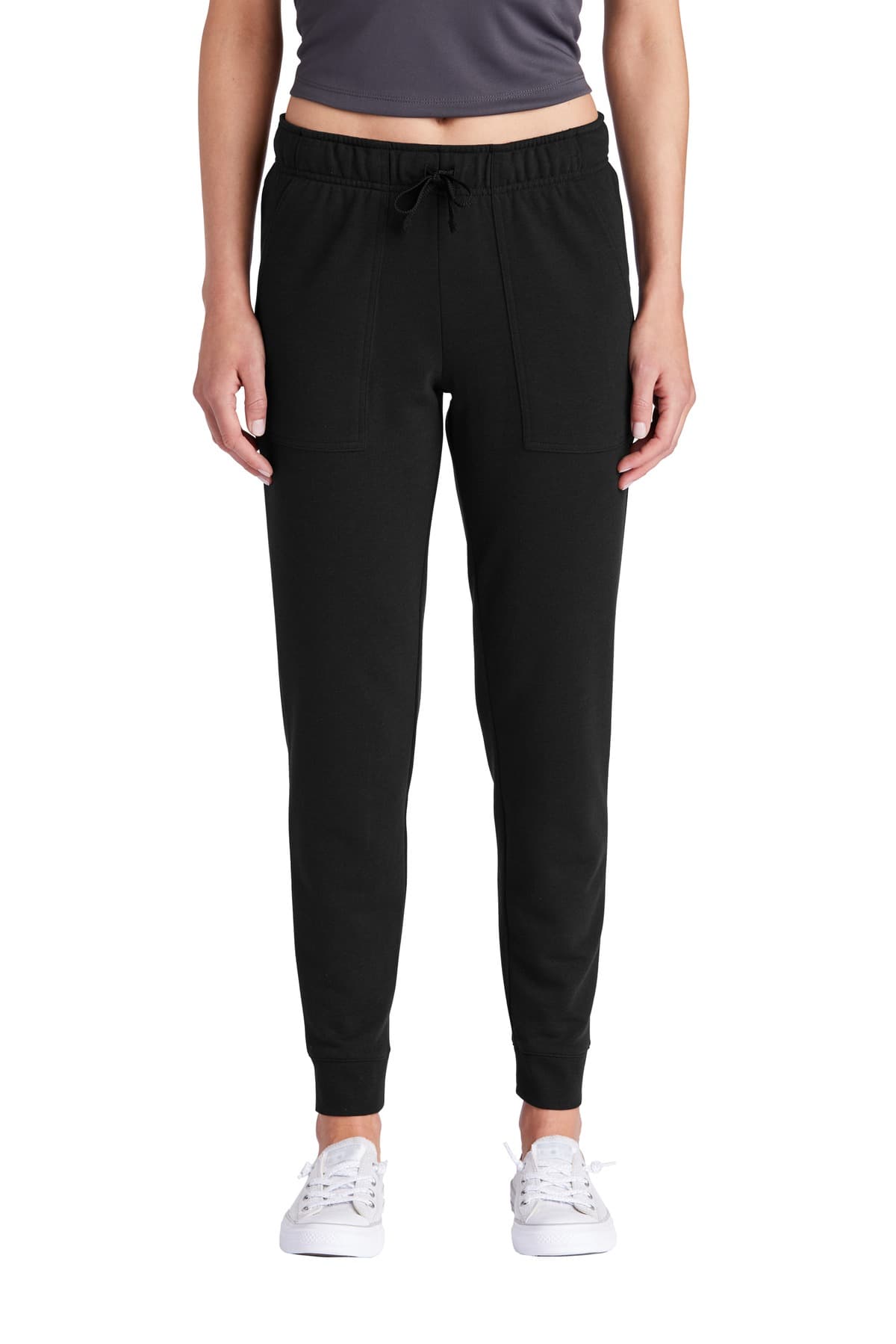 Sport-Tek Sport-Tek  Women's PosiCharge  Tri-Blend Wicking Fleece Jogger LST299 in Black Triad Solid