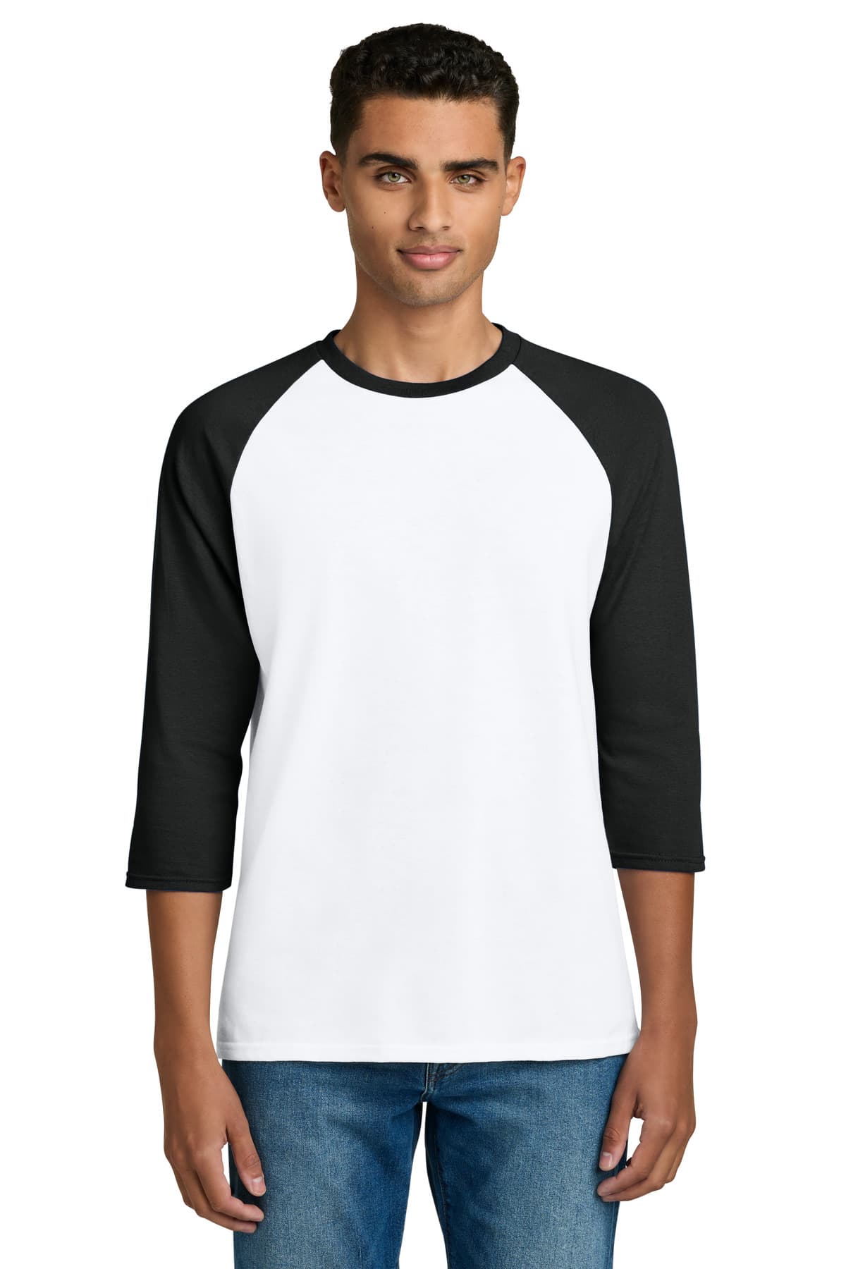 Gildan Gildan Heavy Cotton 3/4-Sleeve Raglan T-Shirt. 5700 in White/ Black