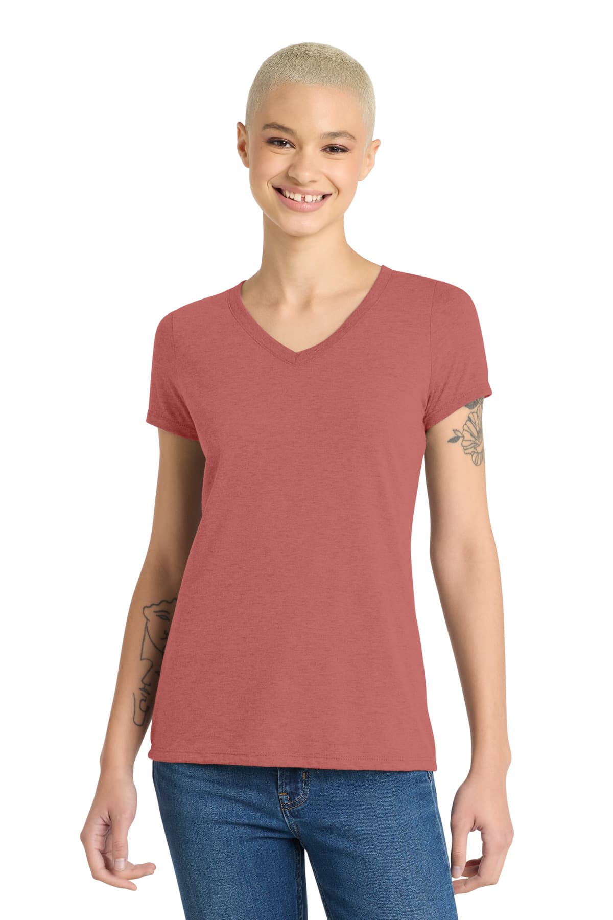 District District Women's Perfect Tri V-Neck Tee. DM1350L