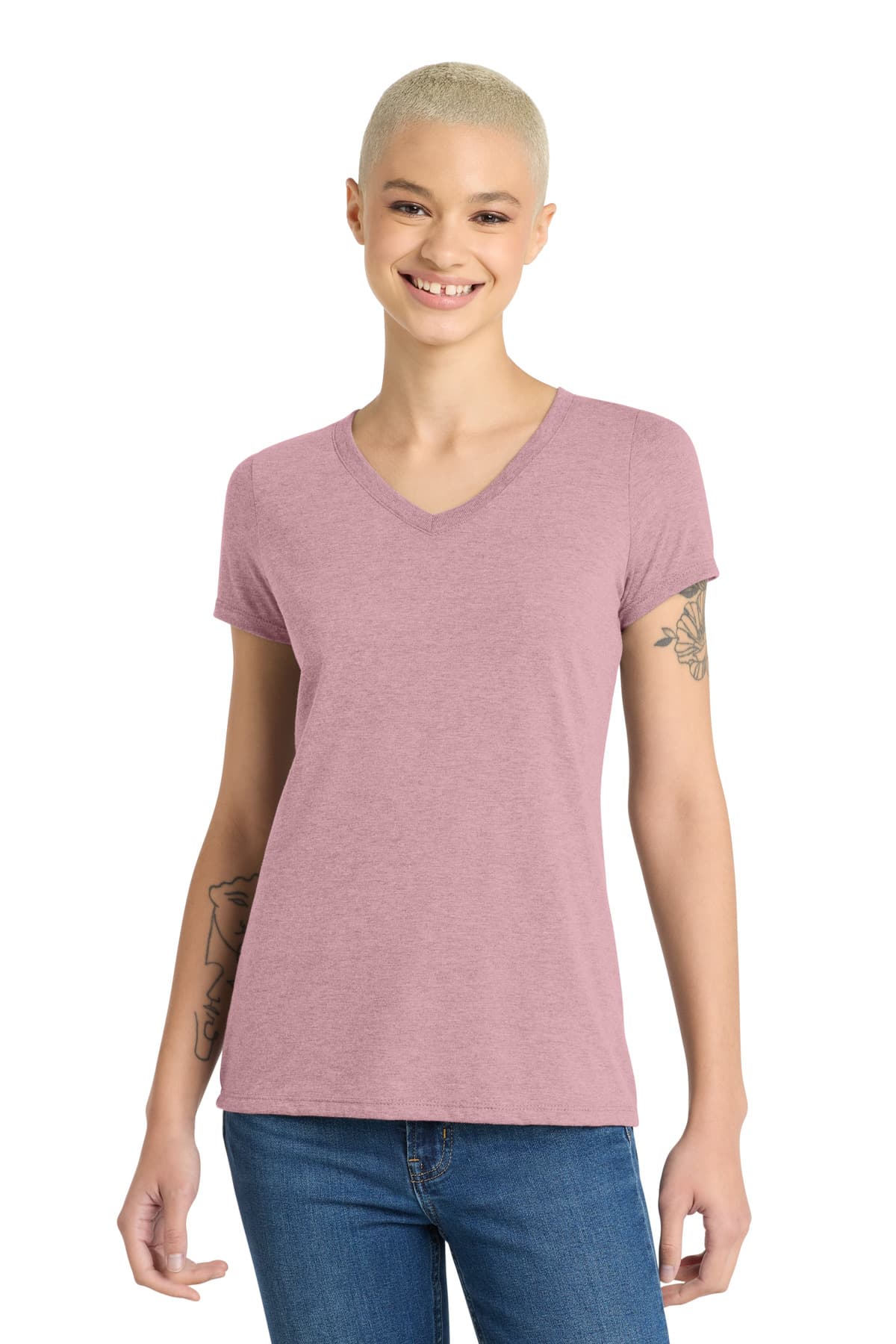 District District Women's Perfect Tri V-Neck Tee. DM1350L