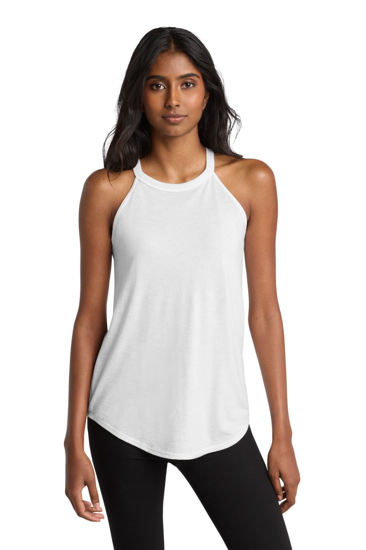 District District   Women's Perfect Tri  Rocker Tank. DT137L in White