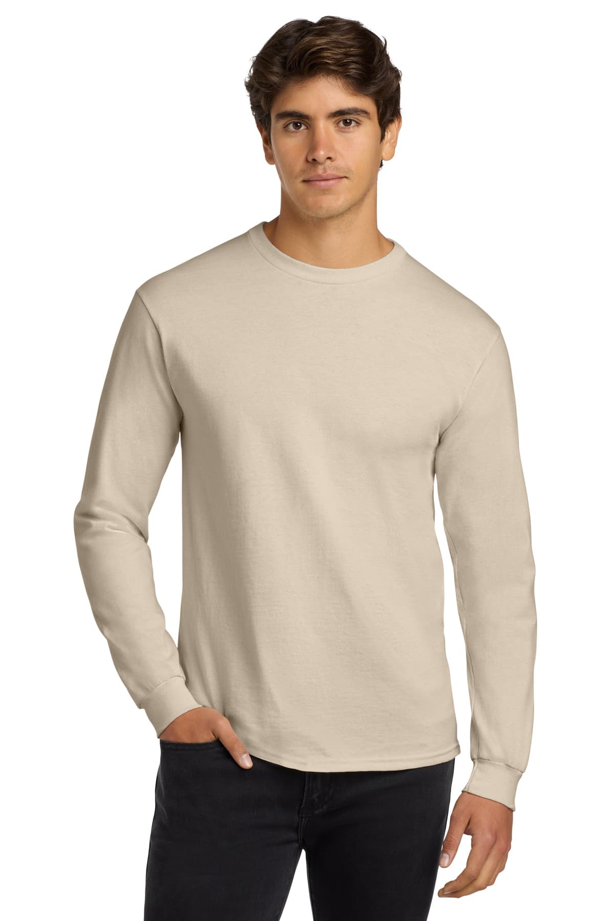 Gildan Gildan - Ultra Cotton 100% US Cotton Long Sleeve T-Shirt.  G2400 in Natural
