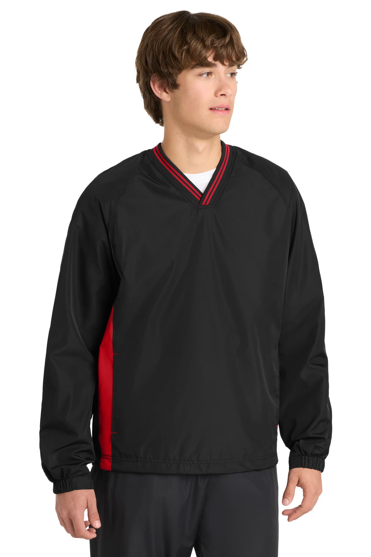 Sport-Tek Sport-Tek Tipped V-Neck Raglan Wind Shirt. JST62