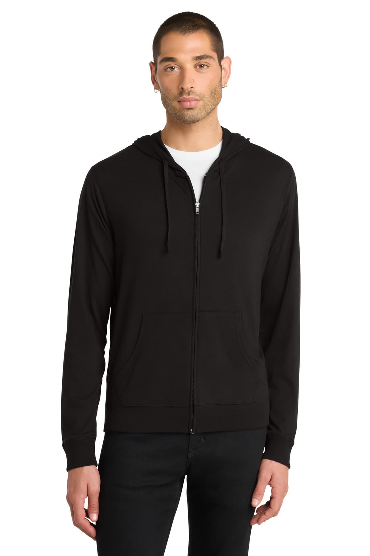 District District Jersey Full-Zip Hoodie. DT1100 in Black