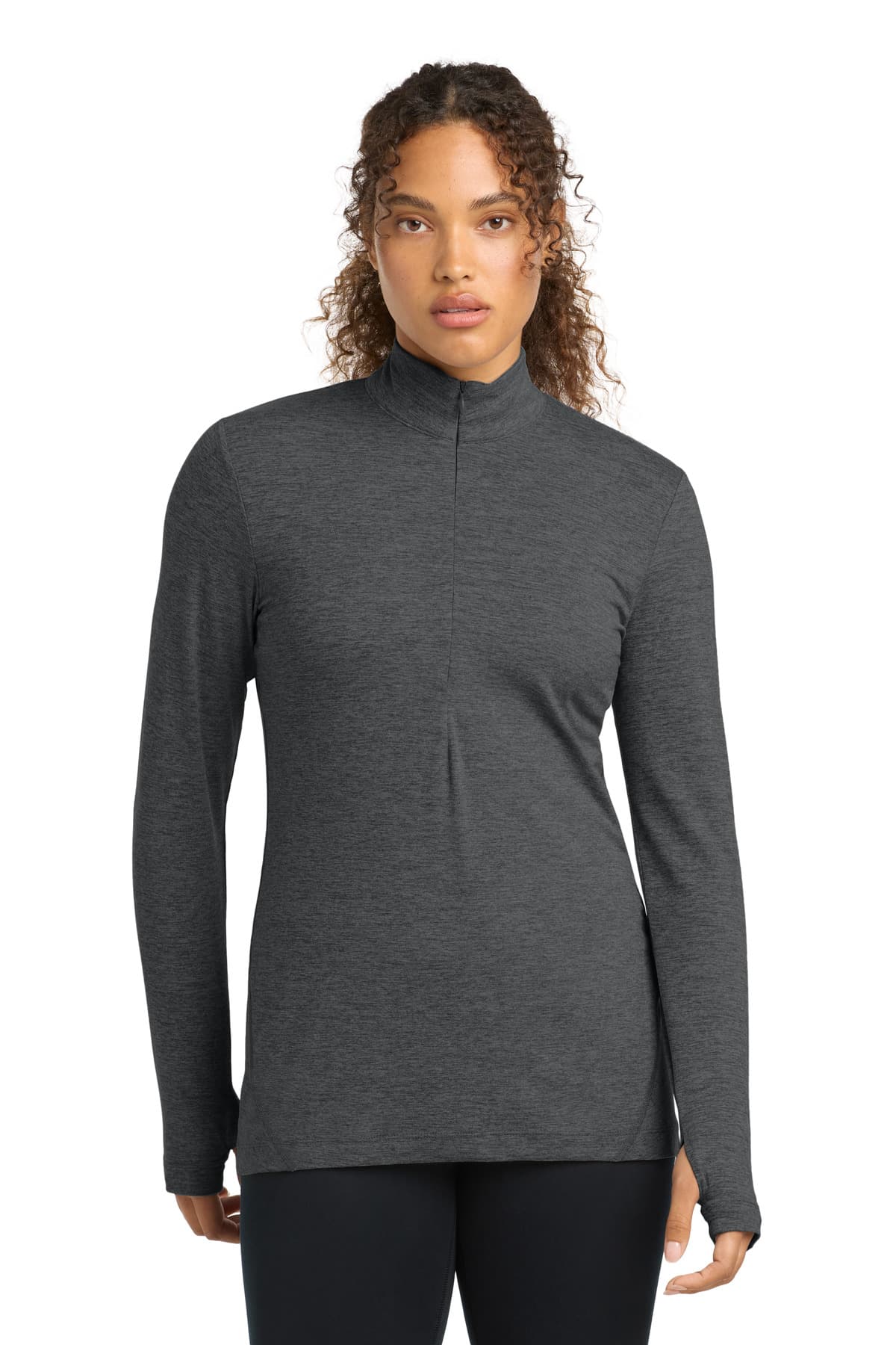 Sport-Tek Sport-Tek Women's Exchange 1.5 Long Sleeve 1/2-Zip LST711 in Graphite Heather