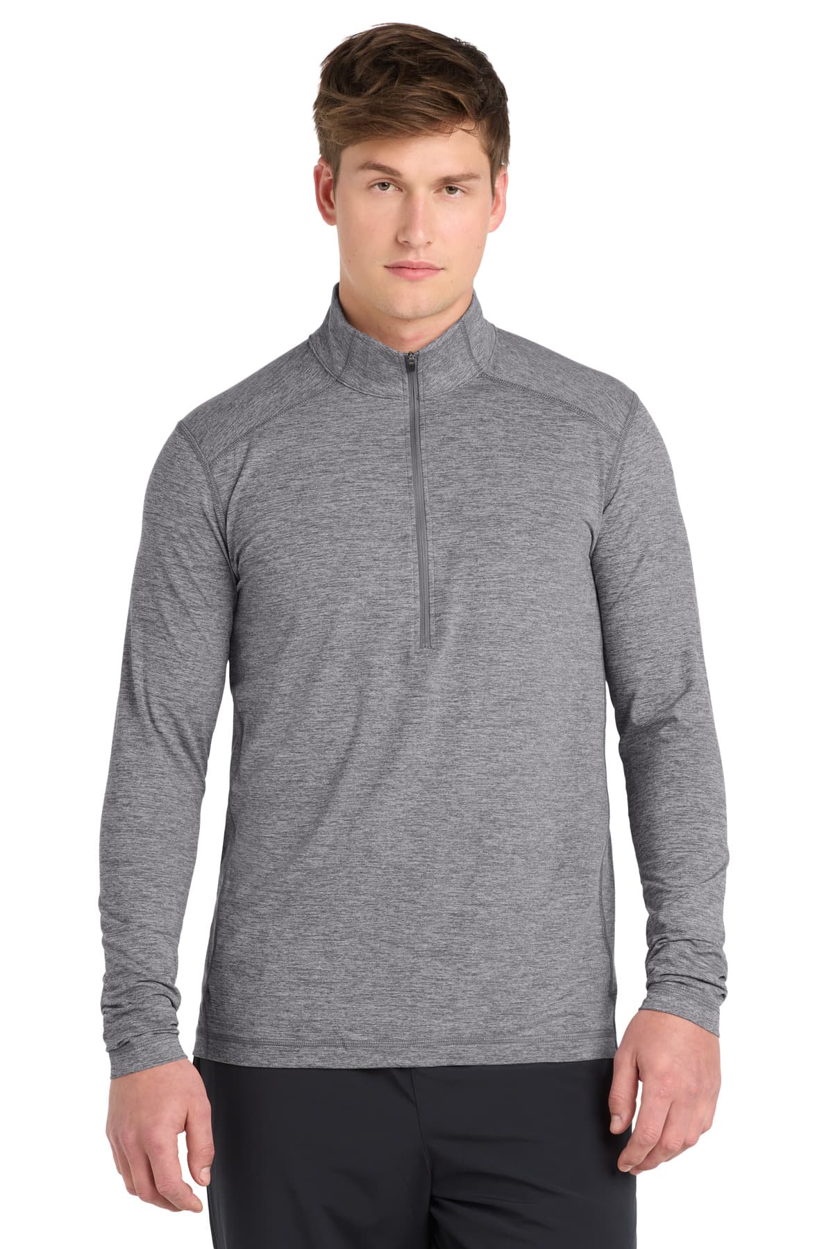 Sport-Tek Sport-Tek  Exchange 1.5 Long Sleeve 1/2-Zip. ST711 in Grey Heather