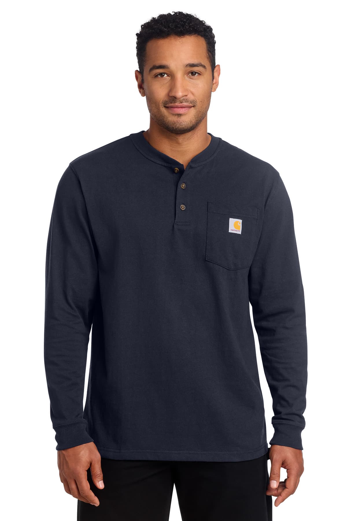 Carhartt Carhartt Long Sleeve Henley T-Shirt CTK128 in Navy