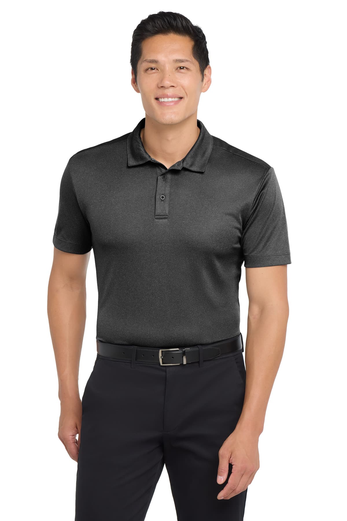 Port Authority Port Authority  Heathered Silk Touch  Performance Polo. K542 in Black Heather