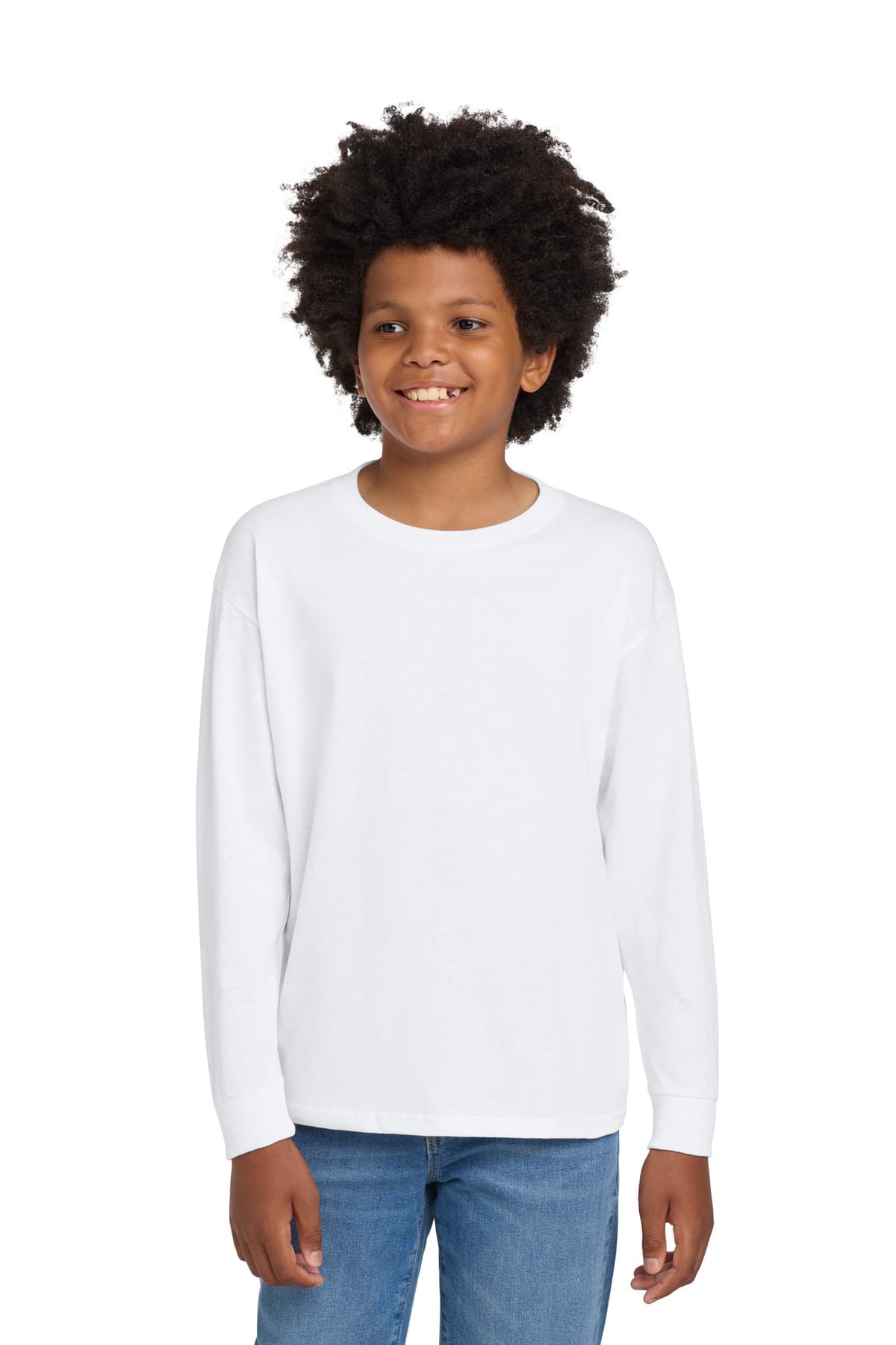 Gildan Gildan Youth Heavy Cotton 100% Cotton Long Sleeve T-Shirt. 5400B in White