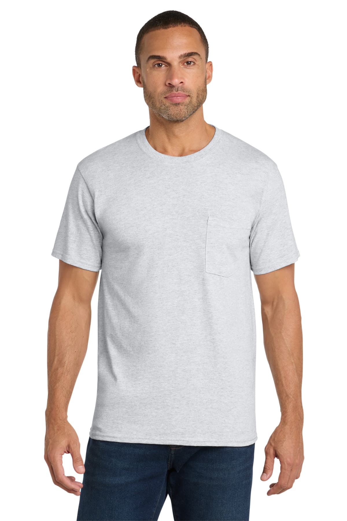 Port & Company Port & Co Core Cotton Pocket Tee. PC54P in Ash