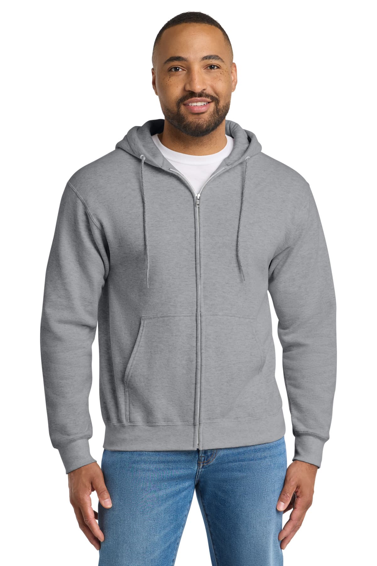 Port & Company Port & Co Essential Fleece Full-Zip Hooded Sweatshirt.  PC90ZH in Athletic Heather