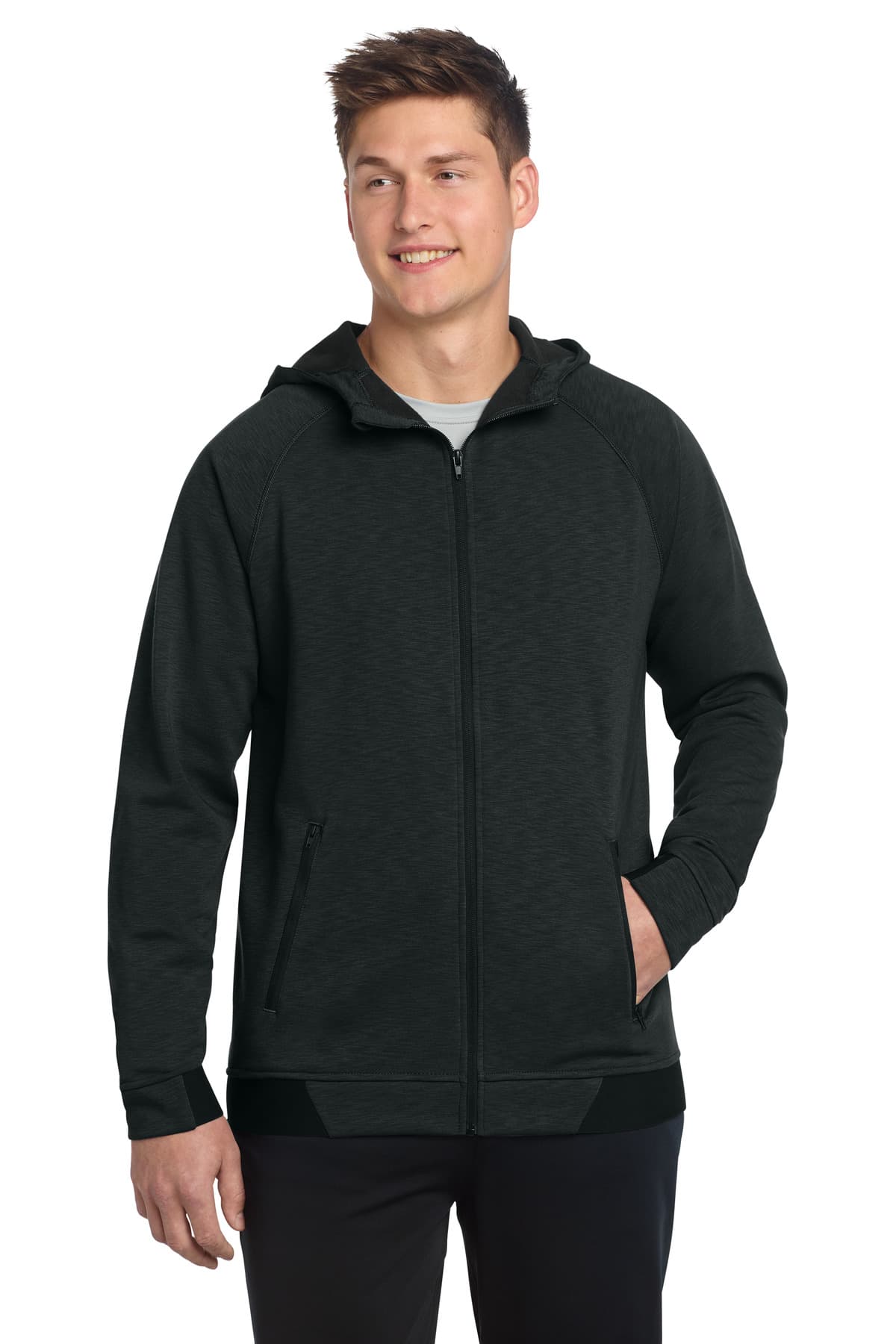 Sport-Tek Sport-Tek PosiCharge Strive Hooded Full-Zip ST570 in Black