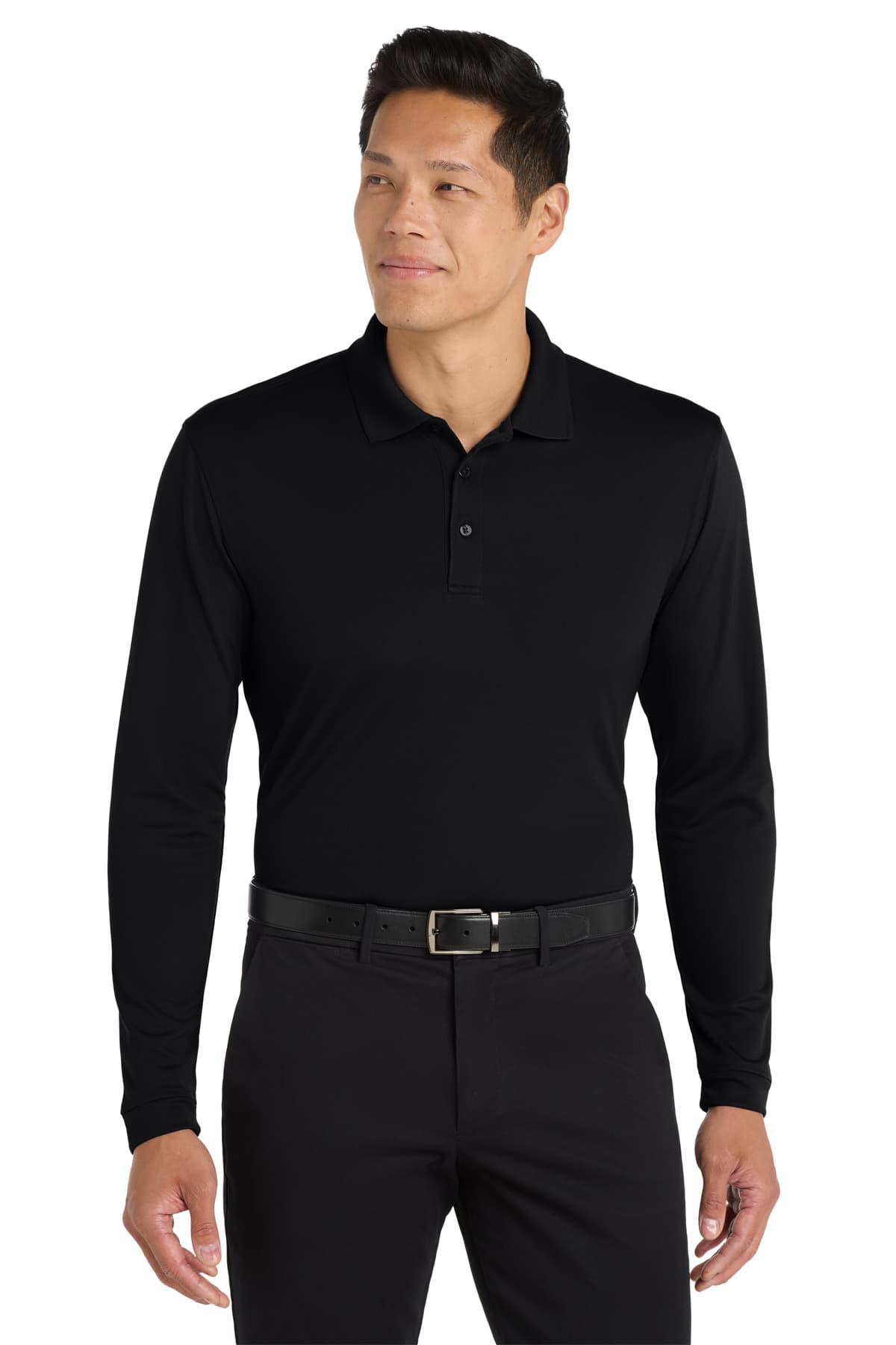Port Authority Port Authority  Dry Zone  UV Micro-Mesh Long Sleeve Polo K110LS in Deep Black