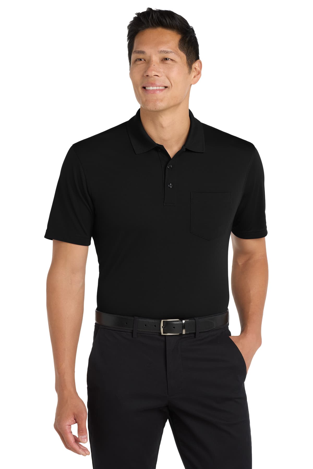 Port Authority Port Authority Dry Zone UV Micro-Mesh Pocket Polo. K110P in Deep Black