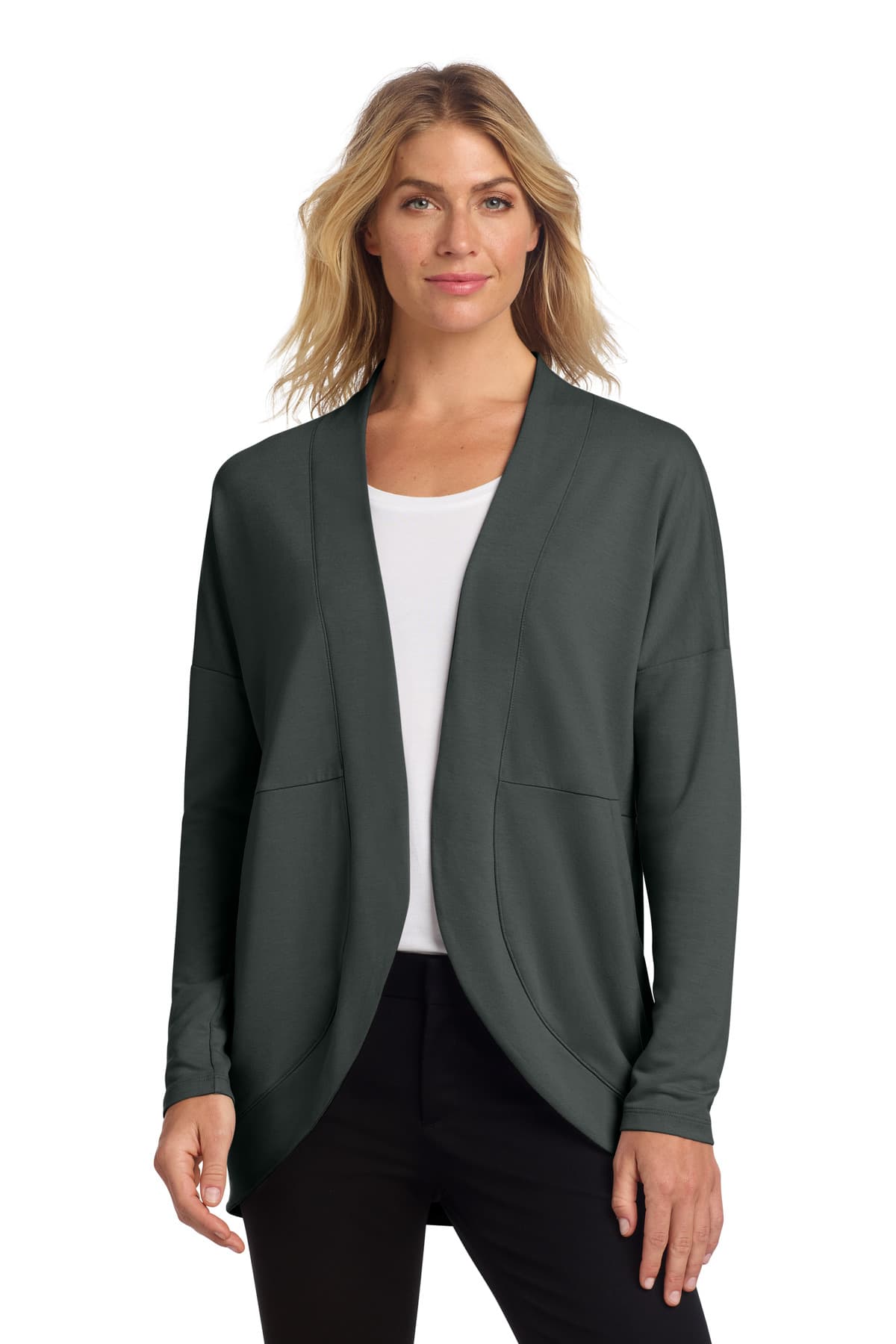 Mercer+Mettle Mercer+Mettle Women's Stretch Open-Front Cardigan MM3015 in Anchor Grey