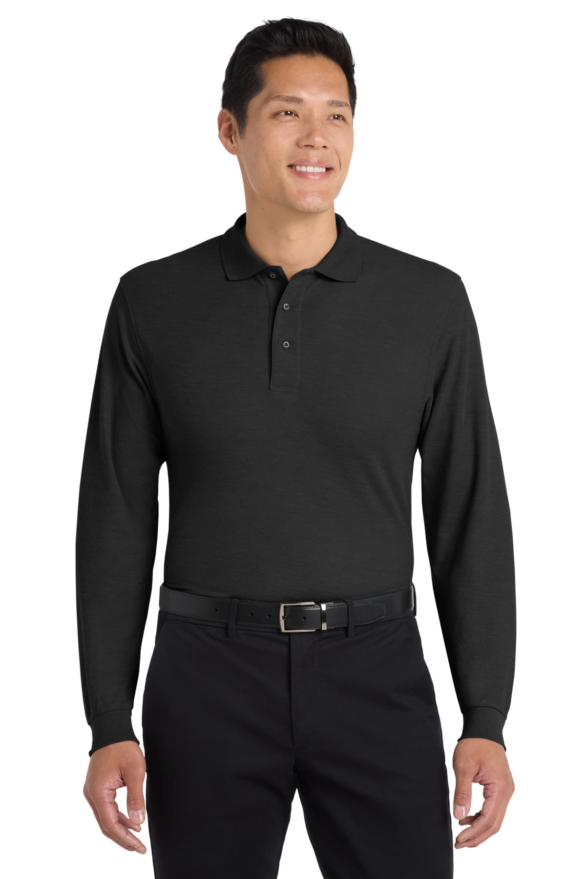 Port Authority Port Authority Silk Touch Long Sleeve Polo.  K500LS in Black