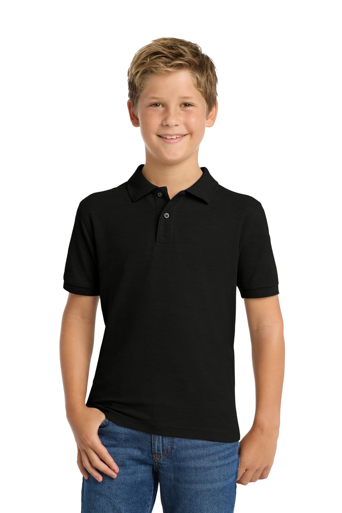 Port Authority Port Authority Youth Silk Touch Polo.  Y500 in Black