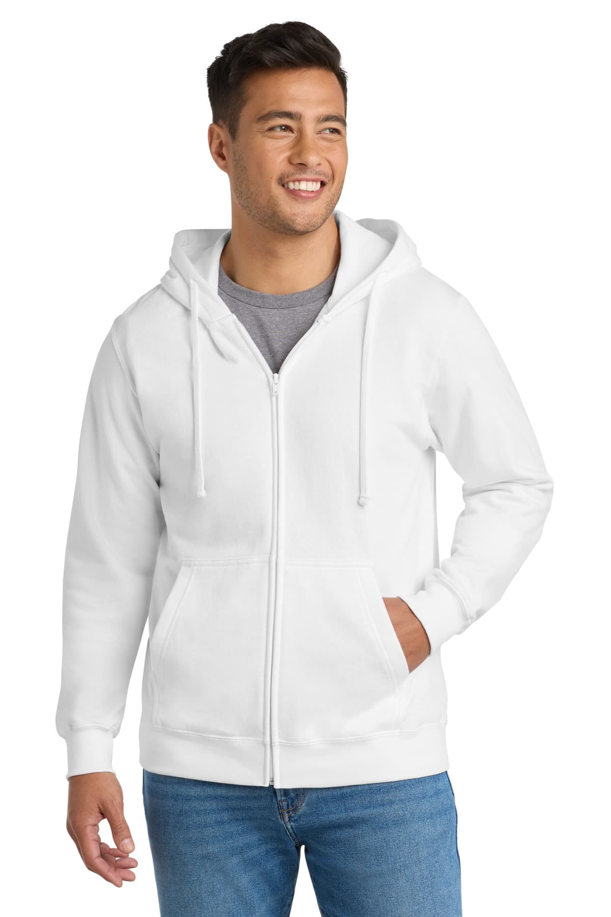 Port & Company Port & Co Fan Favorite Fleece Full-Zip Hooded Sweatshirt. PC850ZH in White