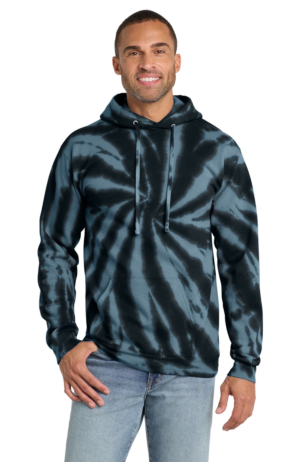 Port & Company Port & Co Tie-Dye Pullover Hooded Sweatshirt. PC146 in Black