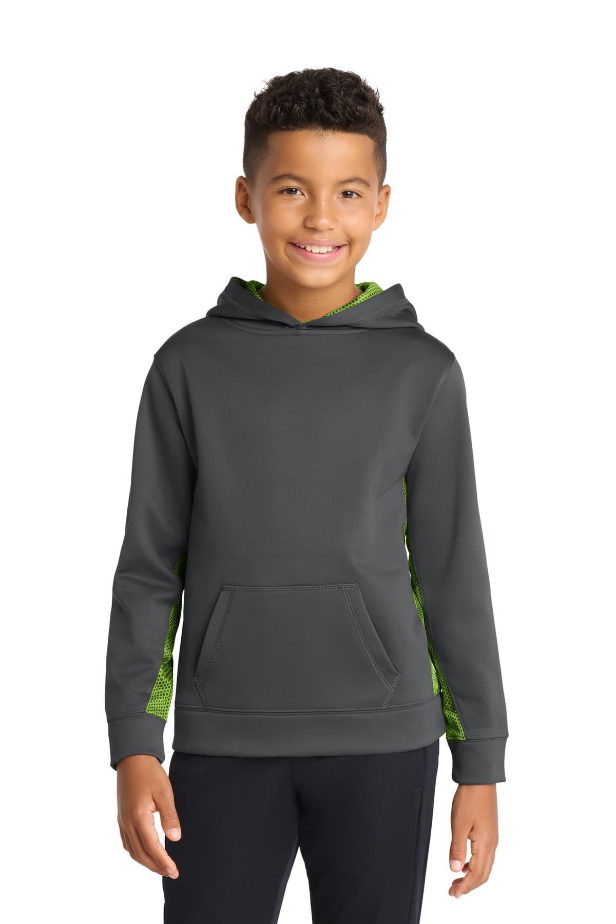 Sport-Tek Sport-Tek Youth Sport-Wick CamoHex Fleece Colorblock Hooded Pullover.  YST239