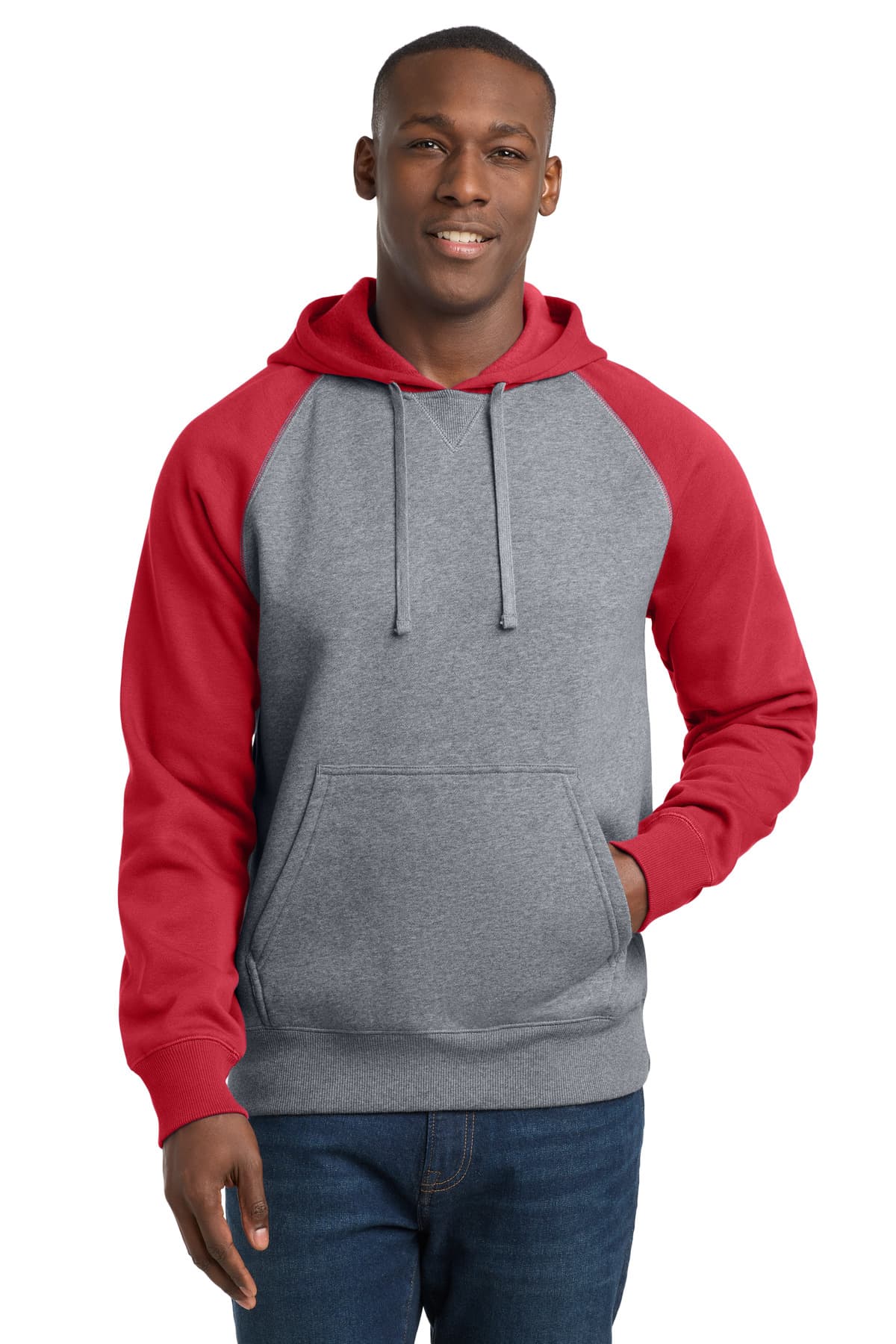 Sport-Tek Sport-Tek Raglan Colorblock Pullover Hooded Sweatshirt. ST267