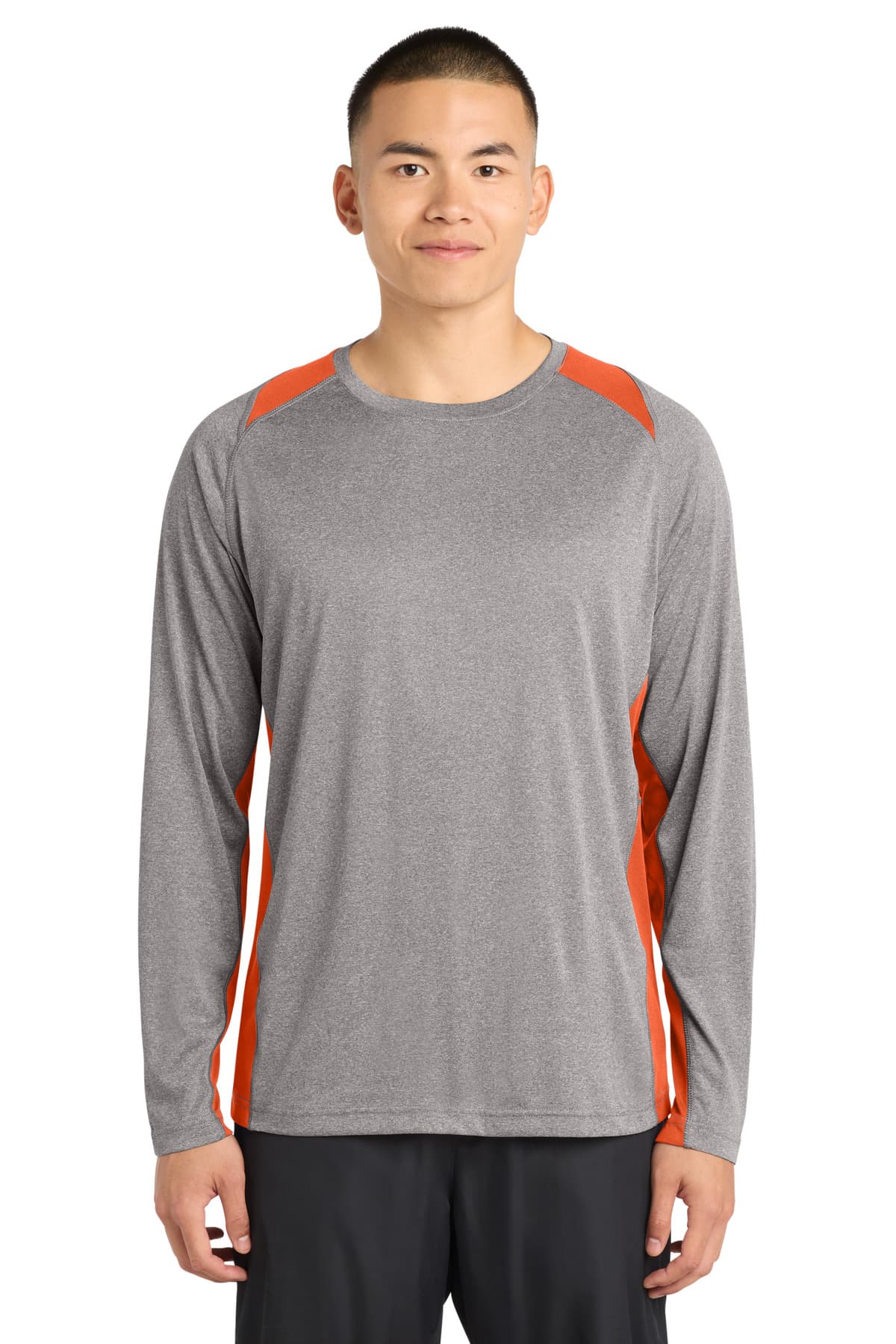 Sport-Tek Sport-Tek Long Sleeve Heather Colorblock Contender Tee. ST361LS