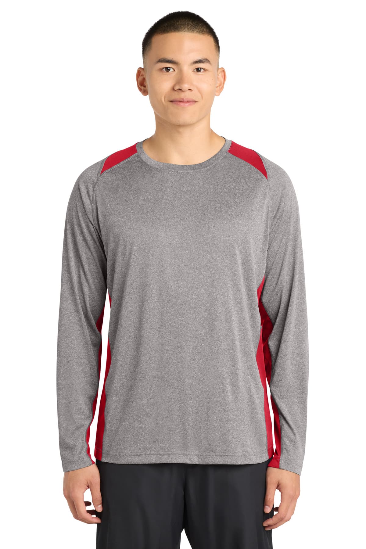 Sport-Tek Sport-Tek Long Sleeve Heather Colorblock Contender Tee. ST361LS