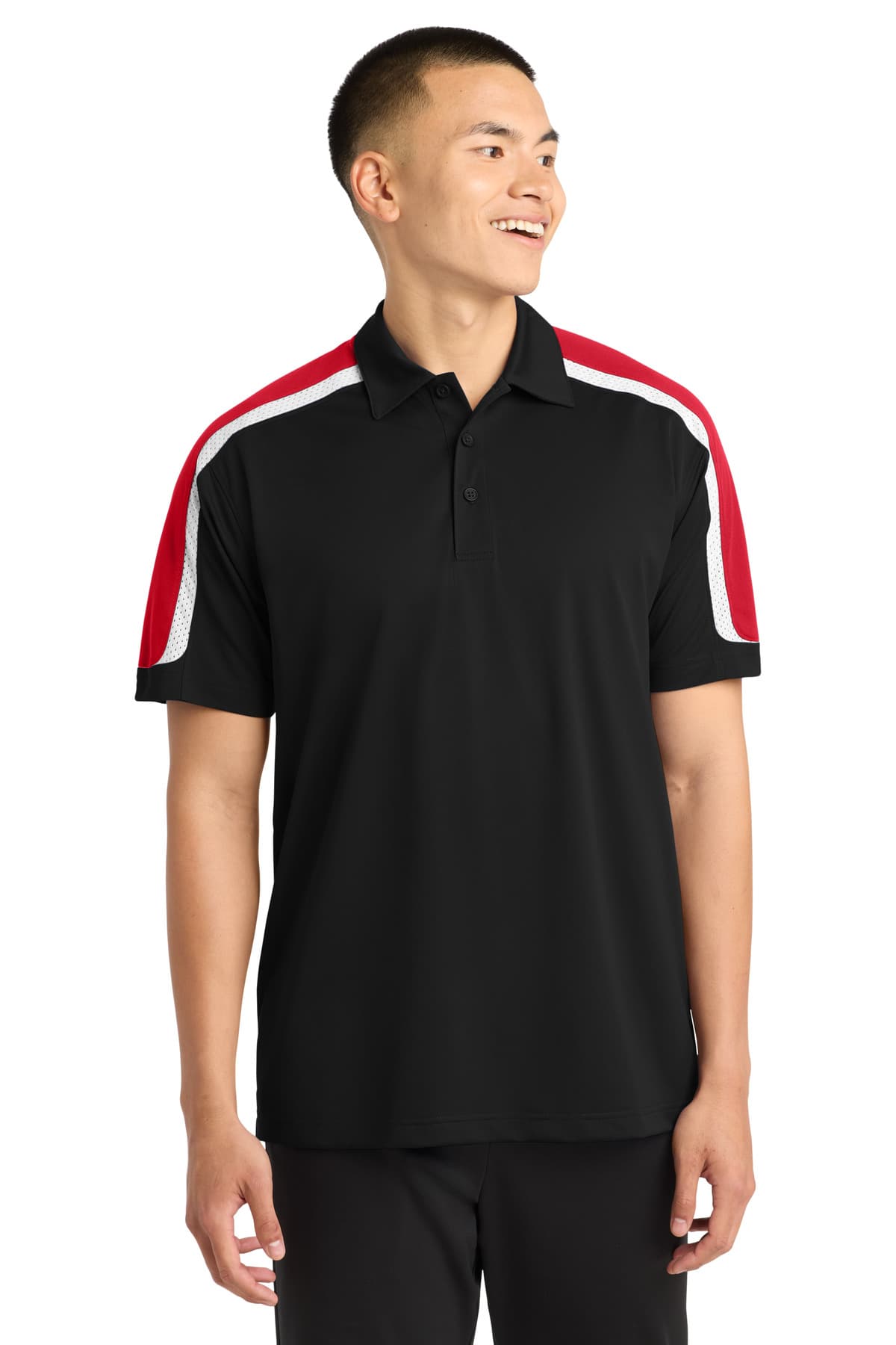 Sport-Tek Sport-Tek Tricolor Shoulder Micropique Sport-Wick Polo. ST658