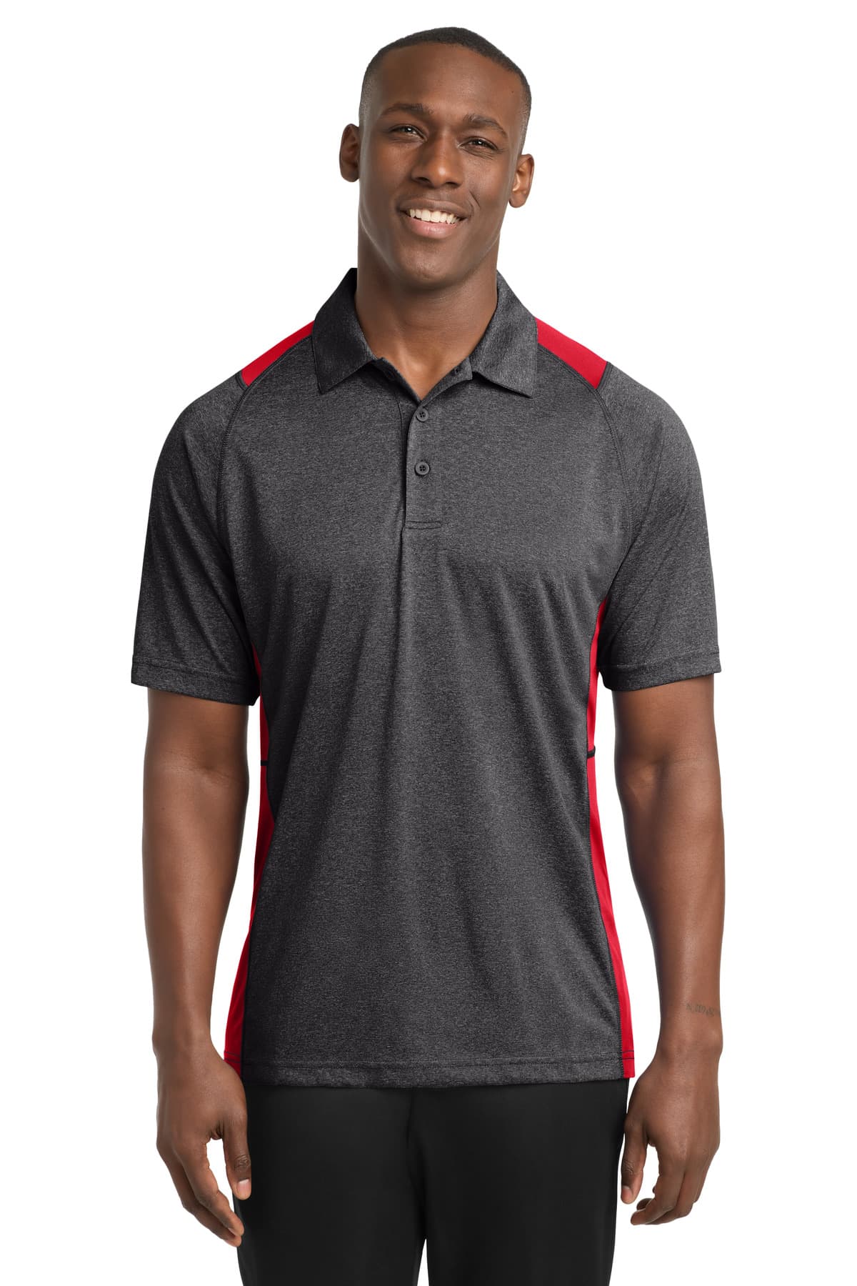 Sport-Tek Sport-Tek Heather Colorblock Contender Polo. ST665
