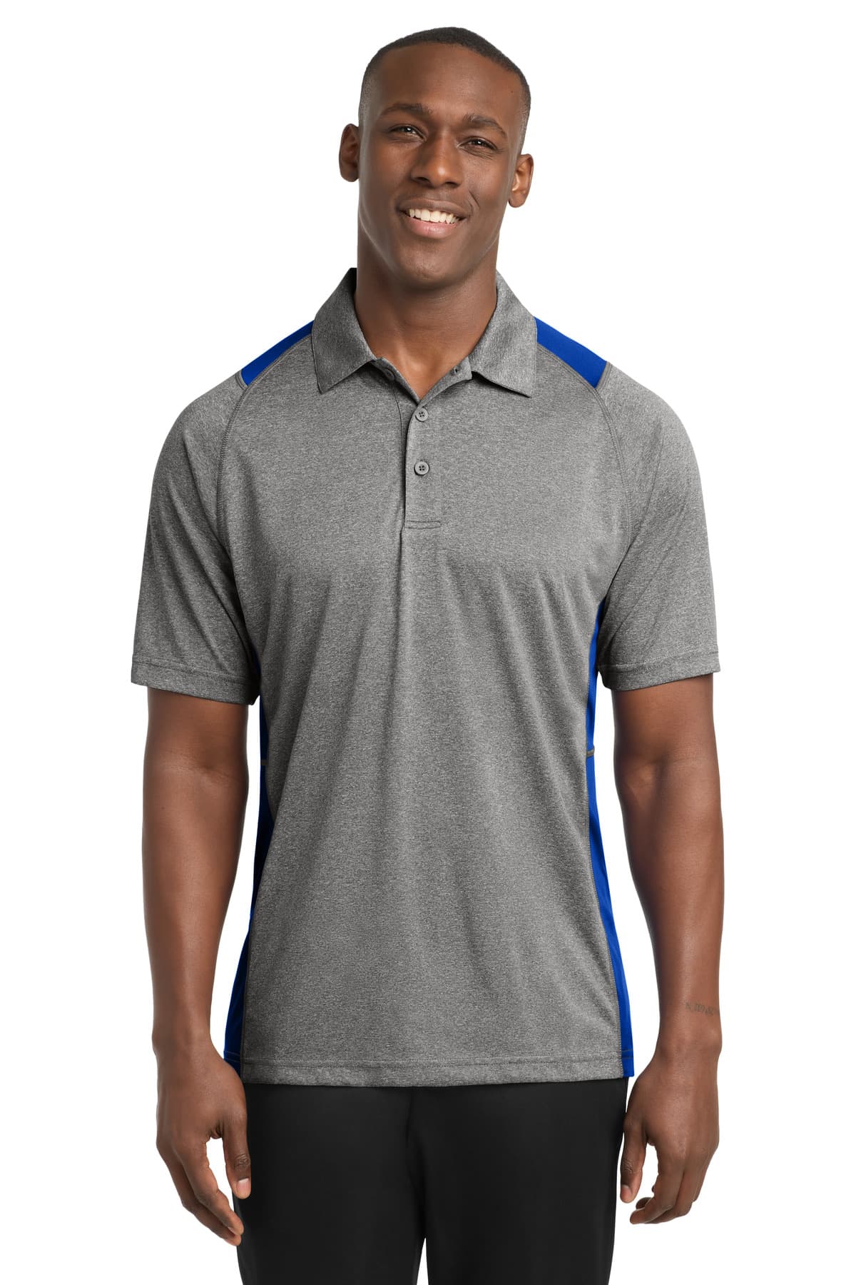 Sport-Tek Sport-Tek Heather Colorblock Contender Polo. ST665