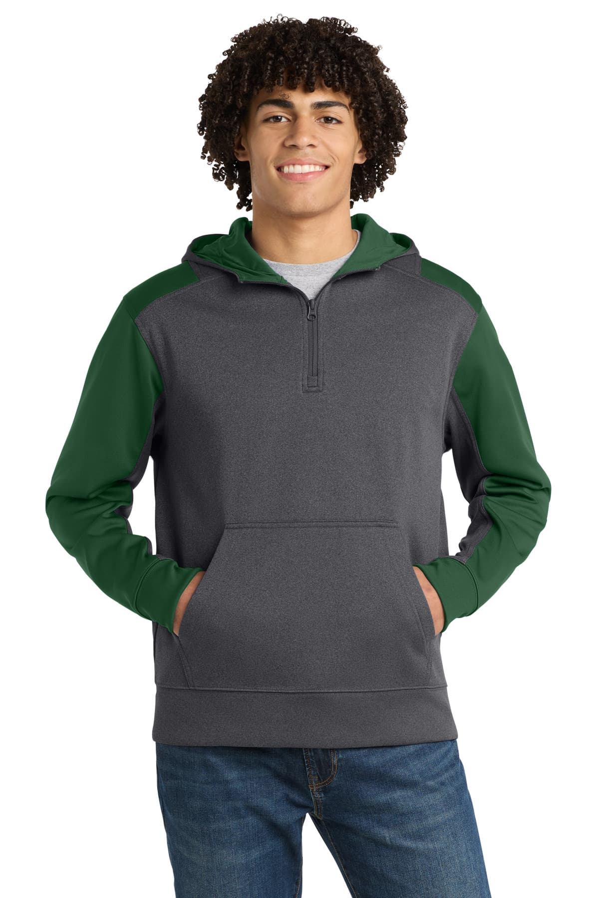 Sport-Tek Sport-Tek  Tech Fleece Colorblock 1/4-Zip Hooded Sweatshirt. ST249